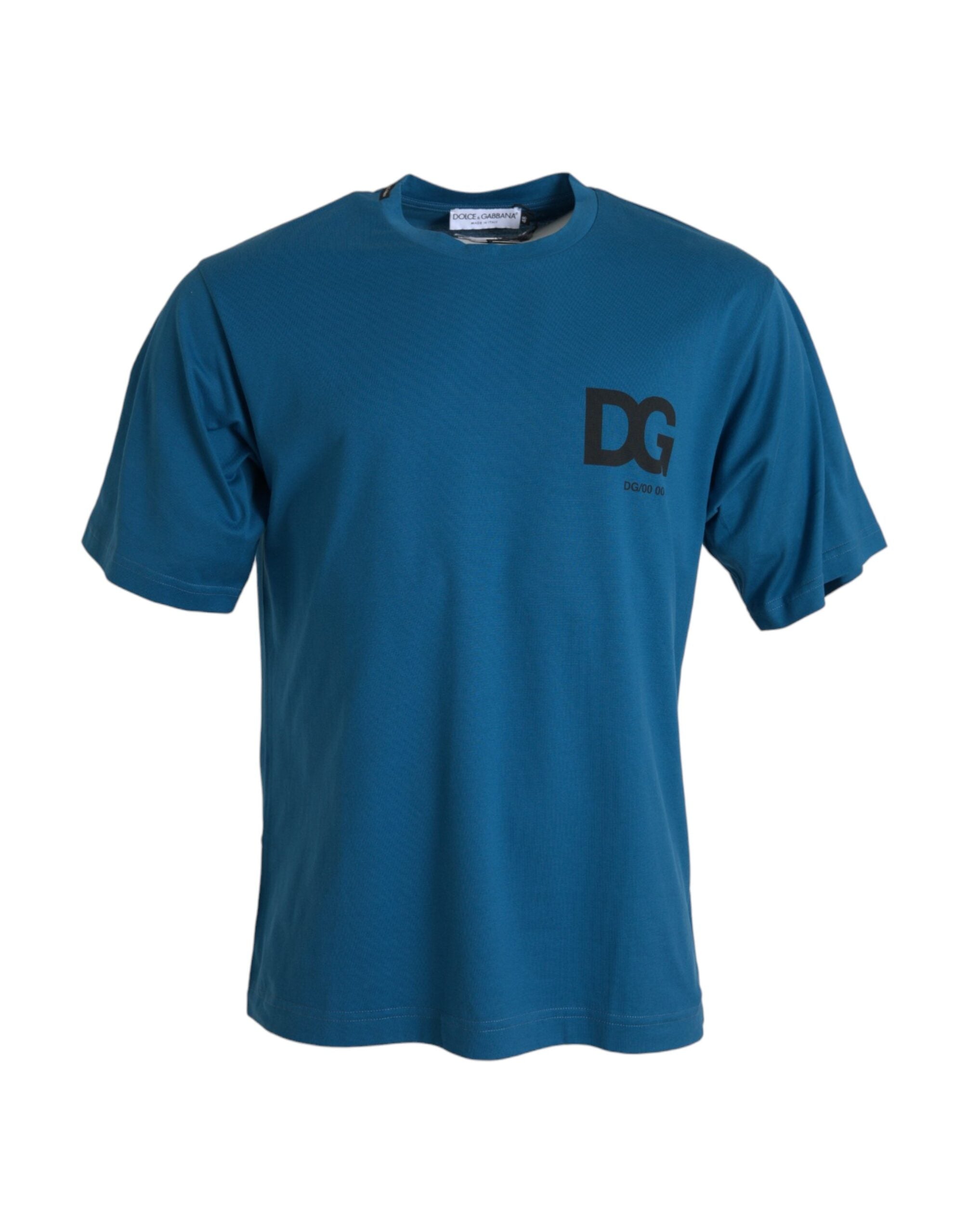 Blue Logo Round Neck Short Sleeves T-shirt - ventzia
