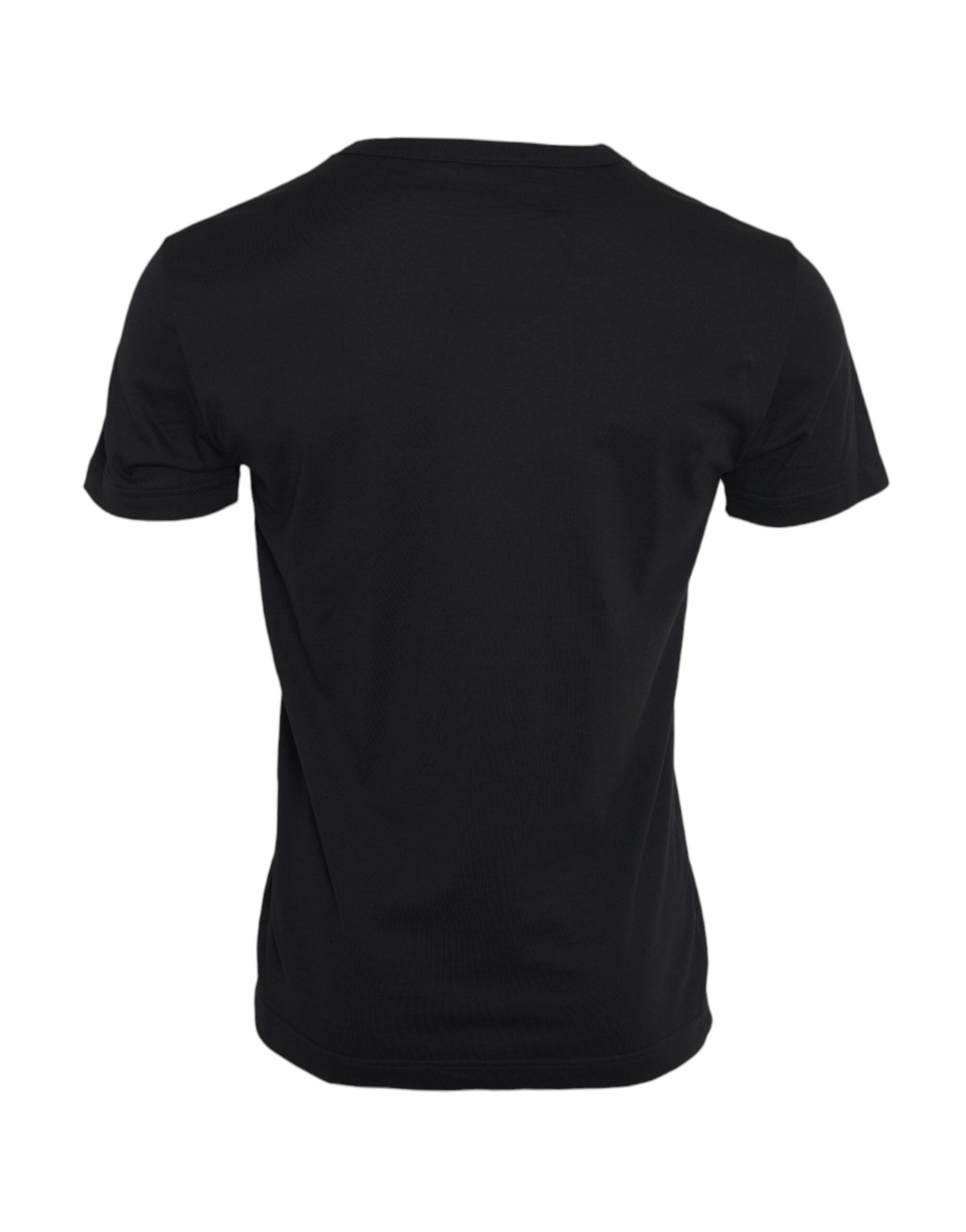 Black Cotton Silver Chain Short Sleeve T-shirt - ventzia