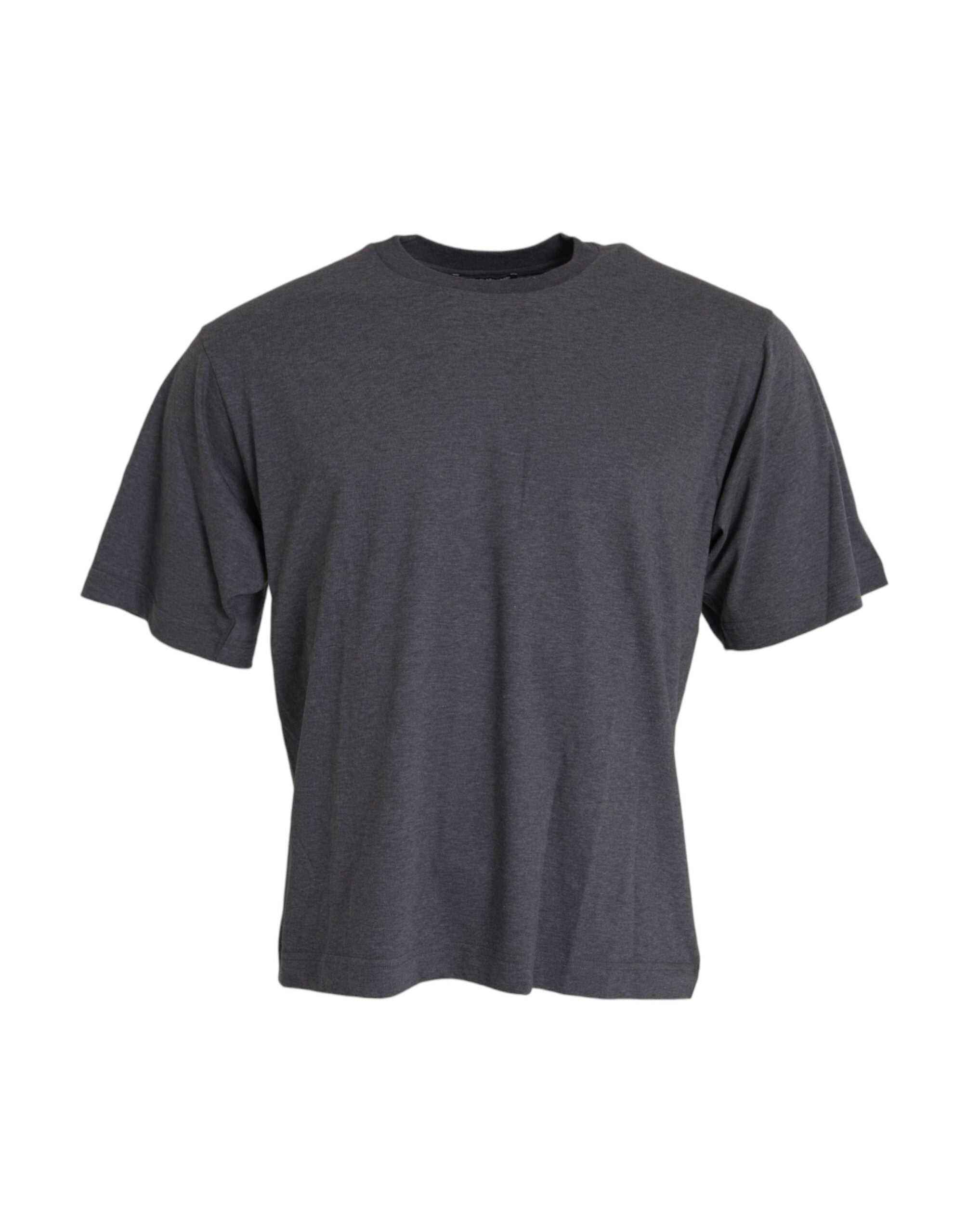 Gray Cotton Round Neck Short Sleeve T-shirt - ventzia
