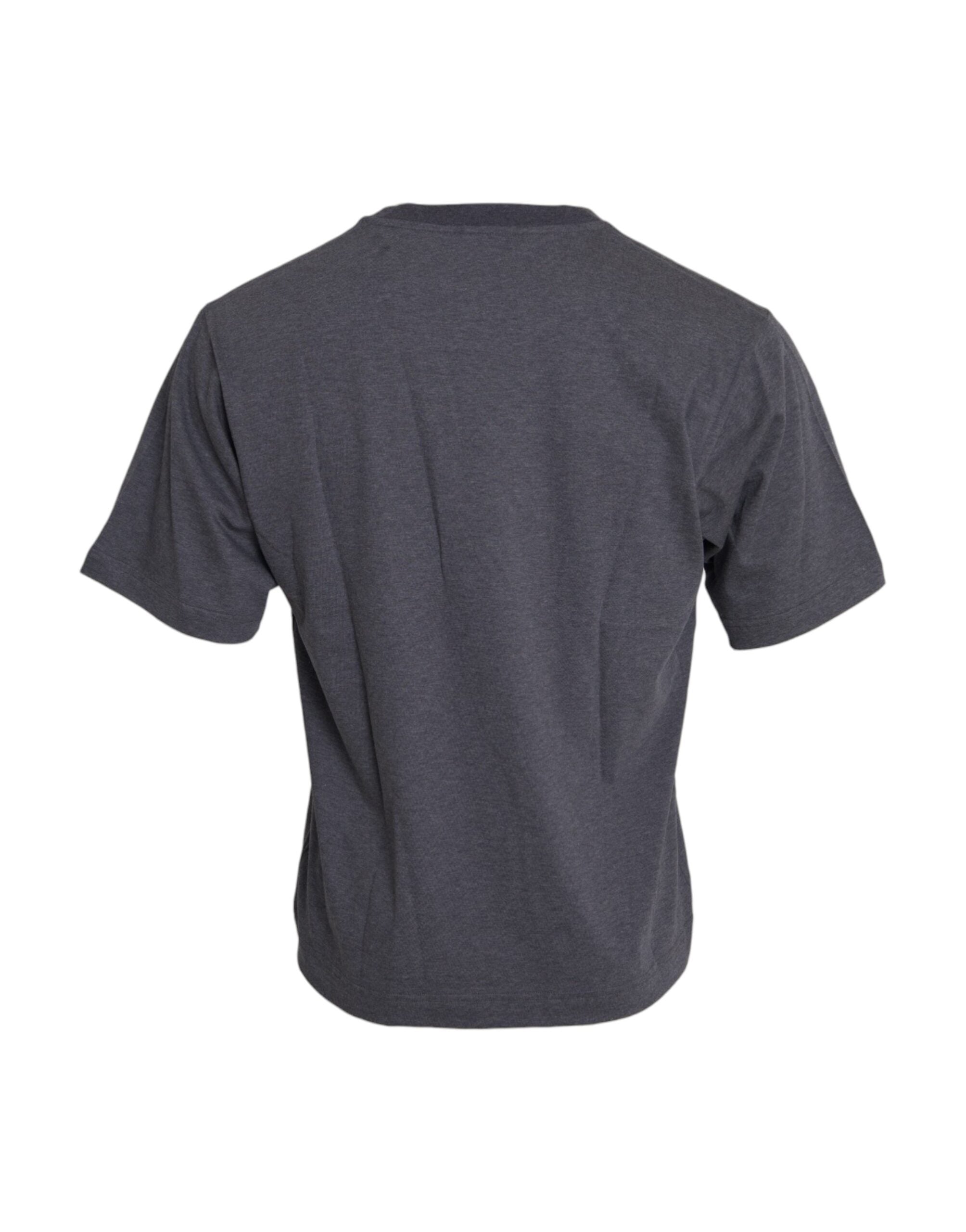 Gray Cotton Round Neck Short Sleeve T-shirt - ventzia