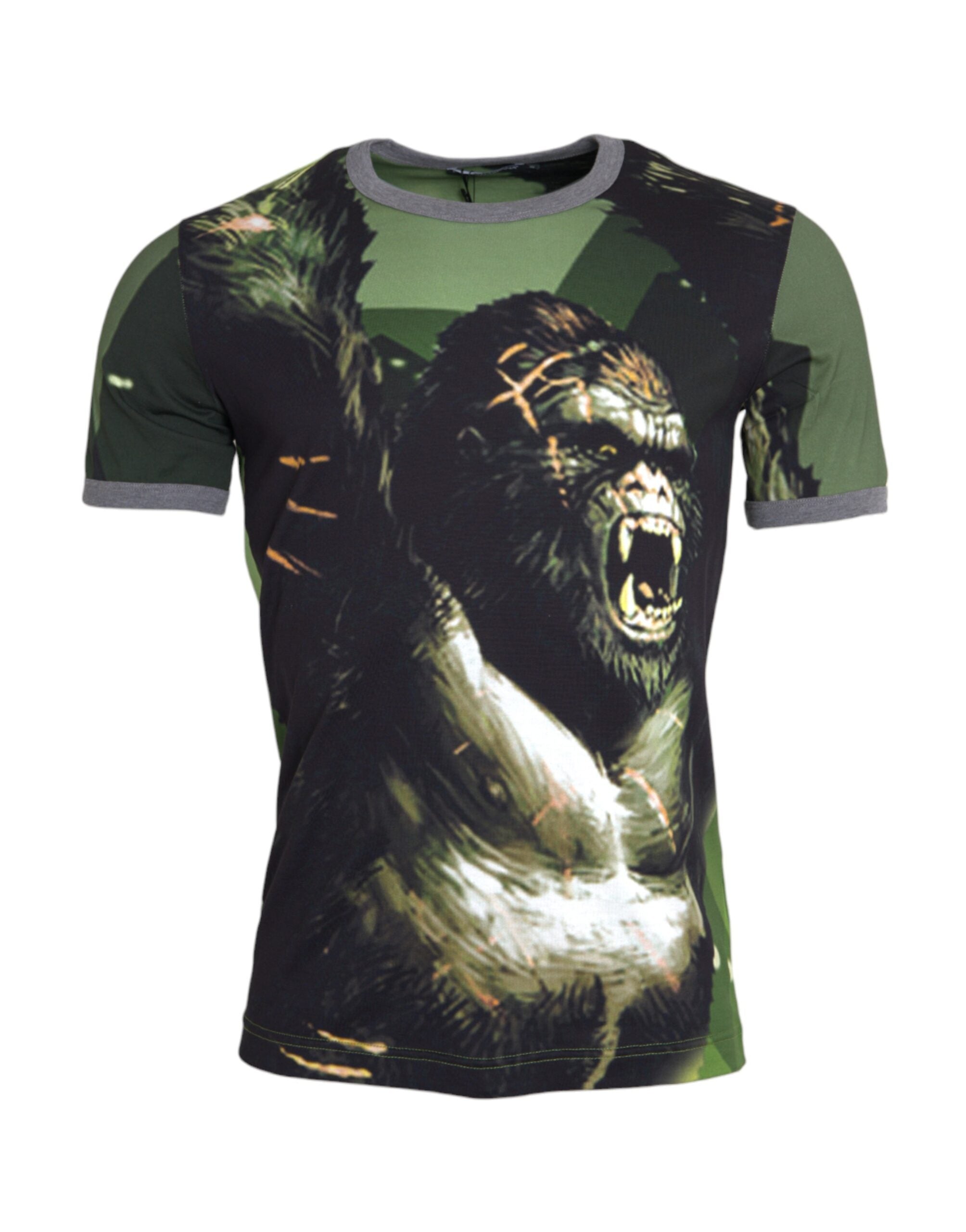 Green Gorilla Cotton Short Sleeves T-shirt - ventzia