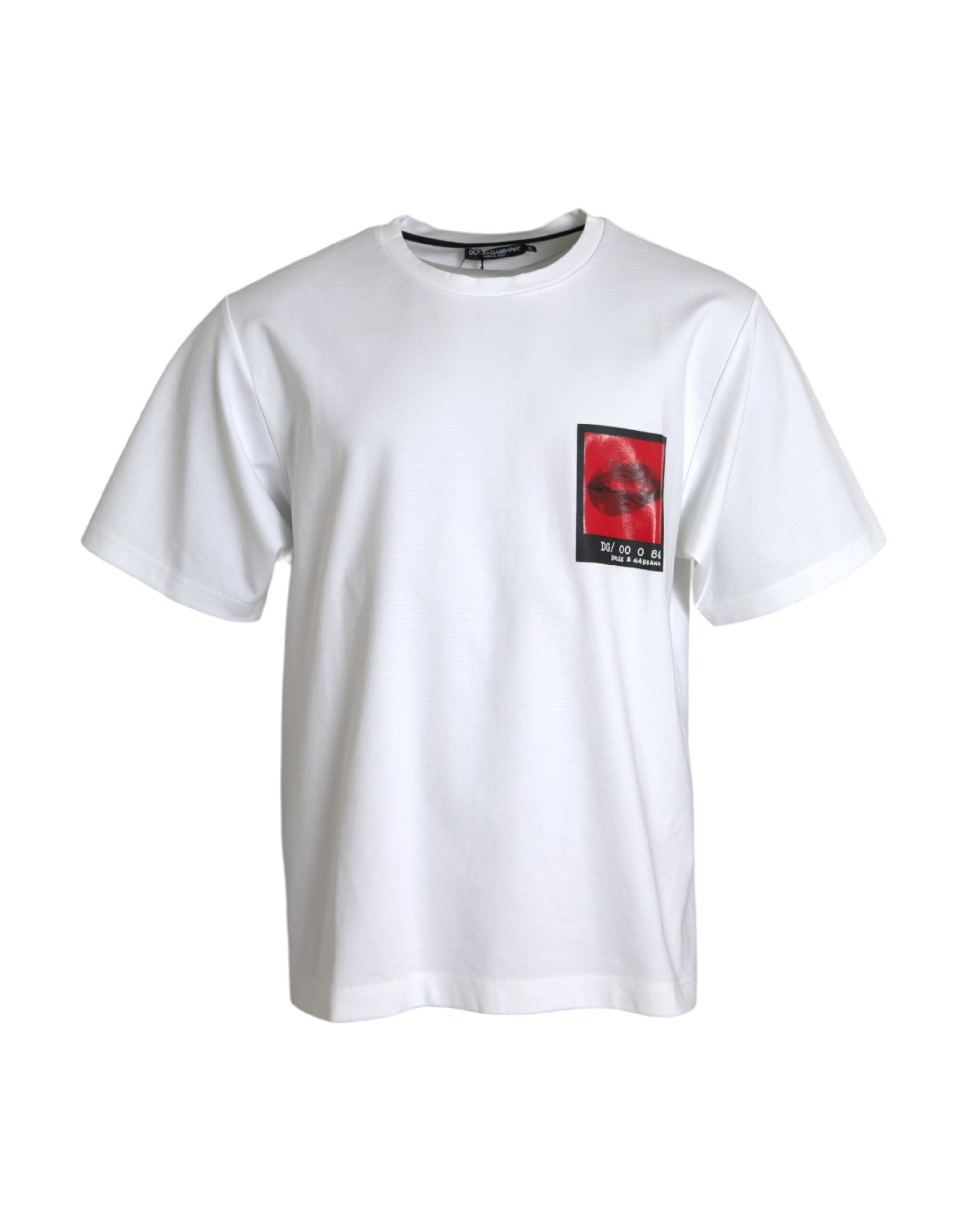 White Red Lips Print Cotton Men T-shirt - ventzia