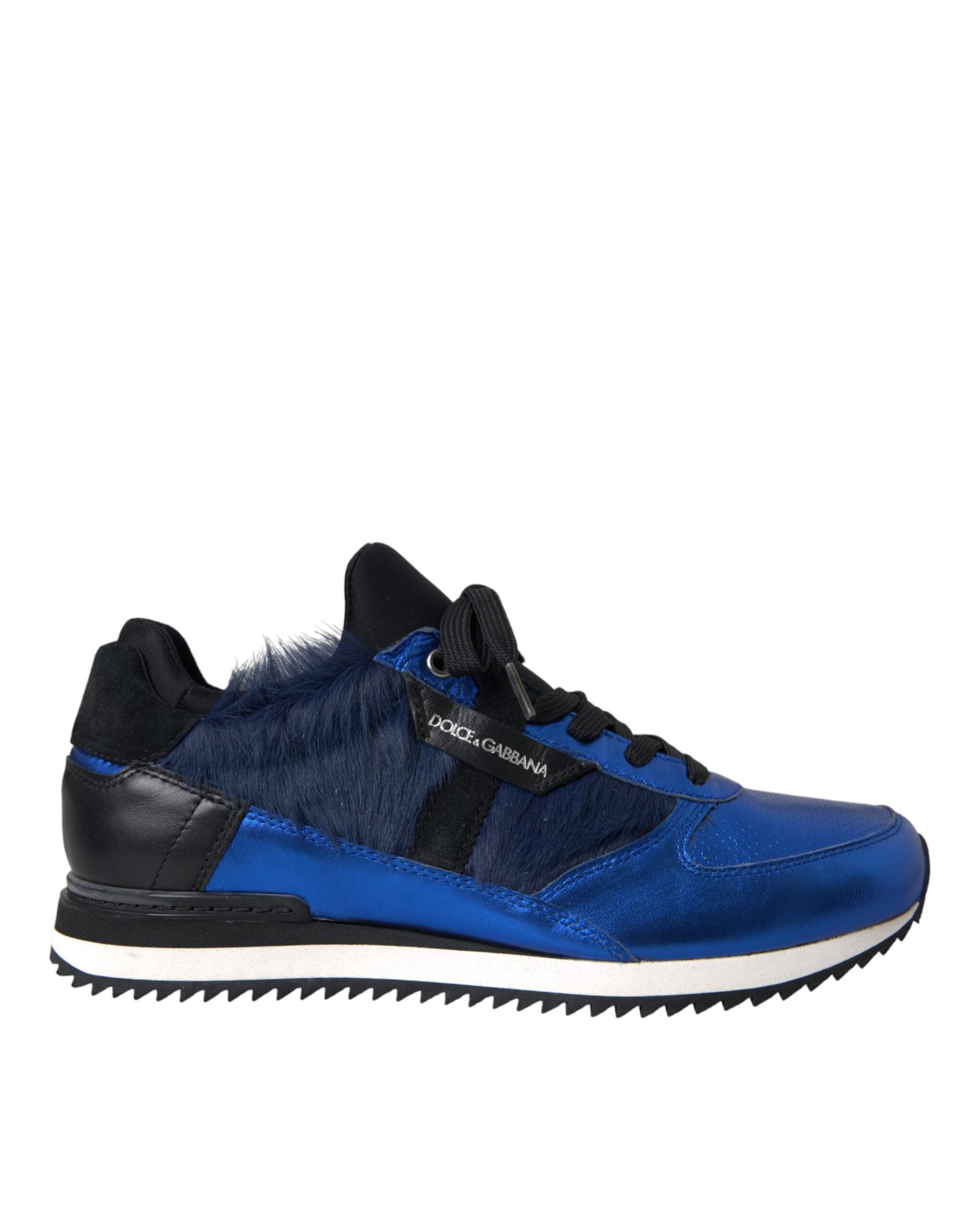 Blue Black Calf Hair Leather Sneakers Shoes - ventzia