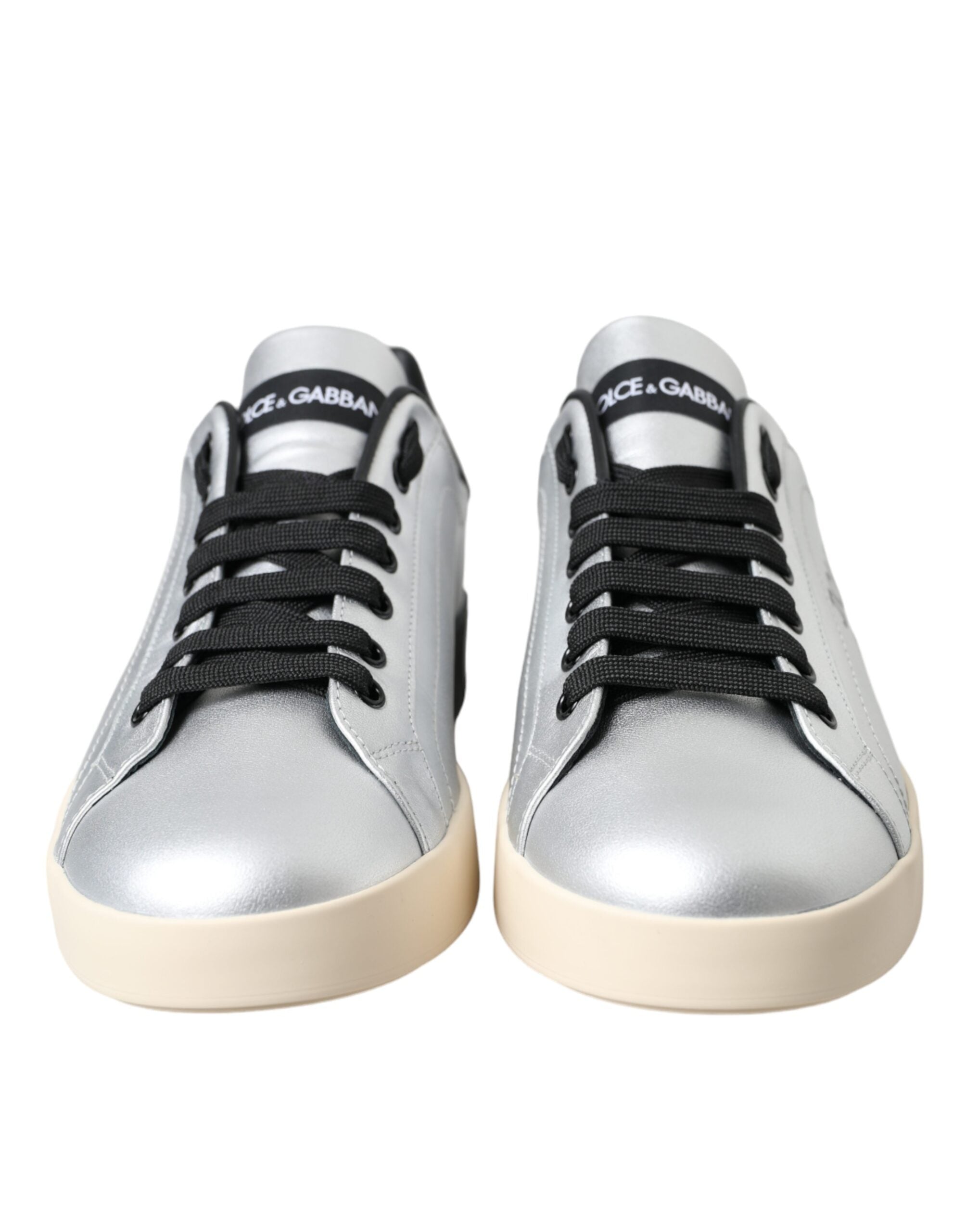 Silver Portofino Calf Leather Sneakers Men Shoes - ventzia
