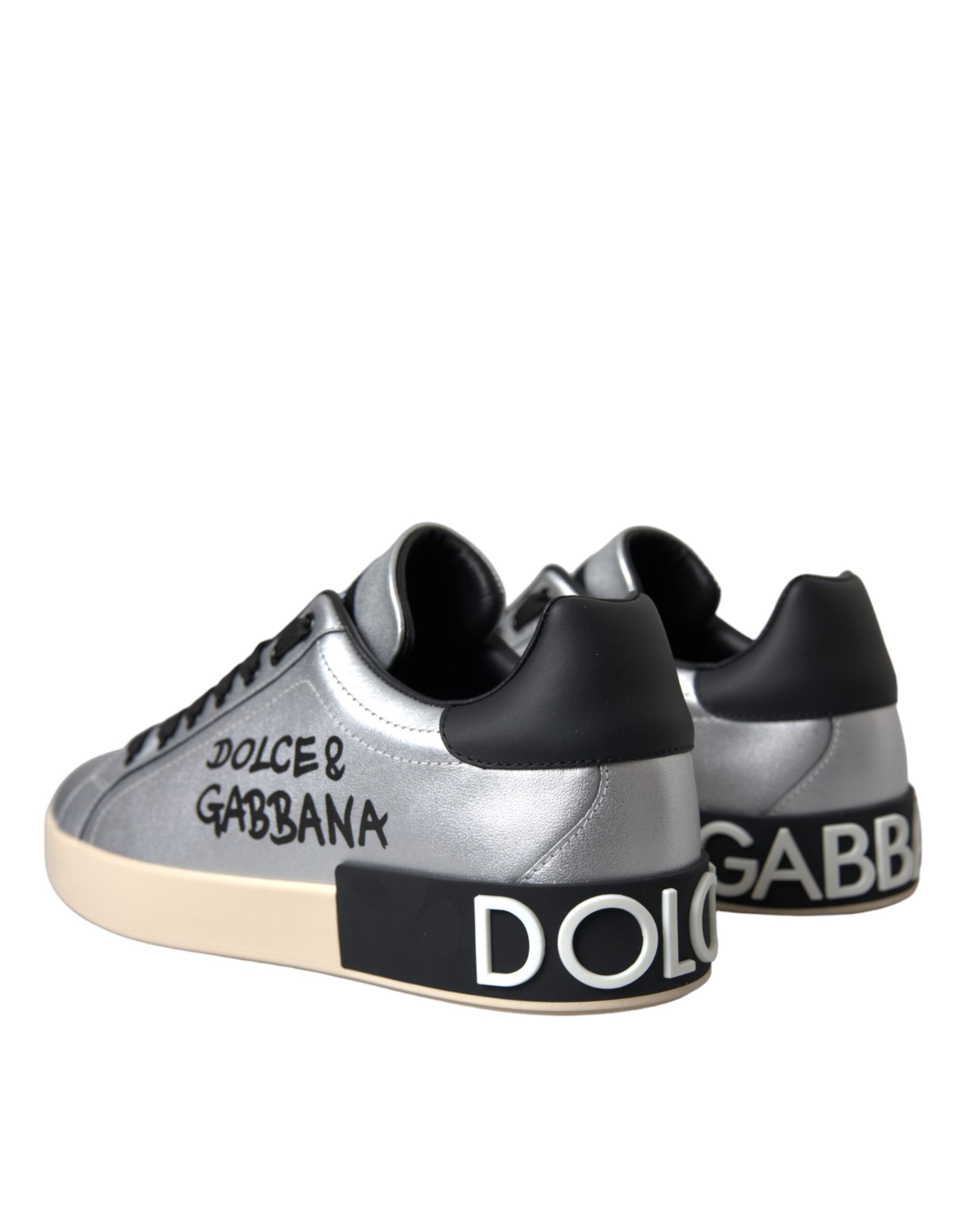 Silver Portofino Calf Leather Sneakers Men Shoes - ventzia