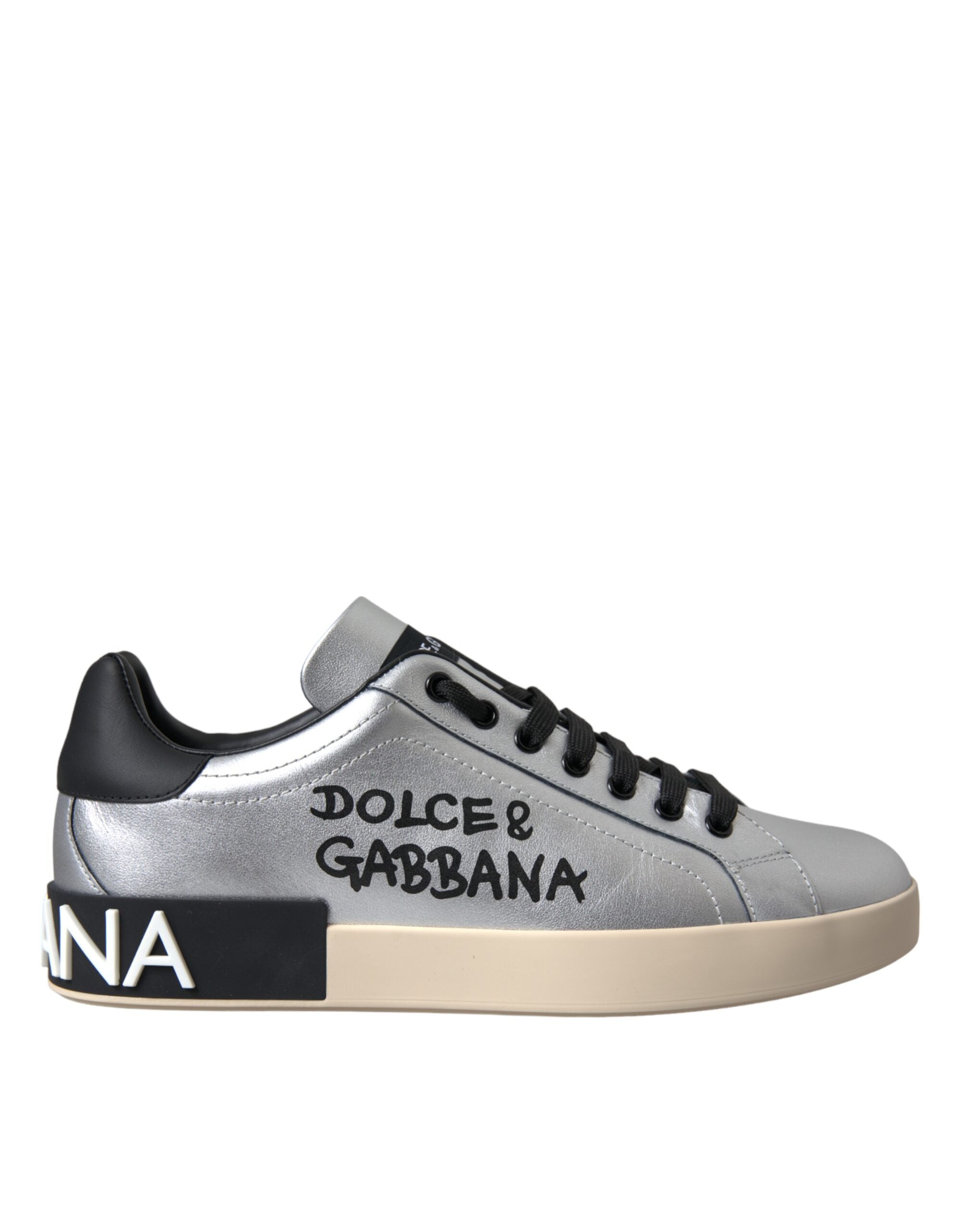Silver Portofino Calf Leather Sneakers Men Shoes - ventzia