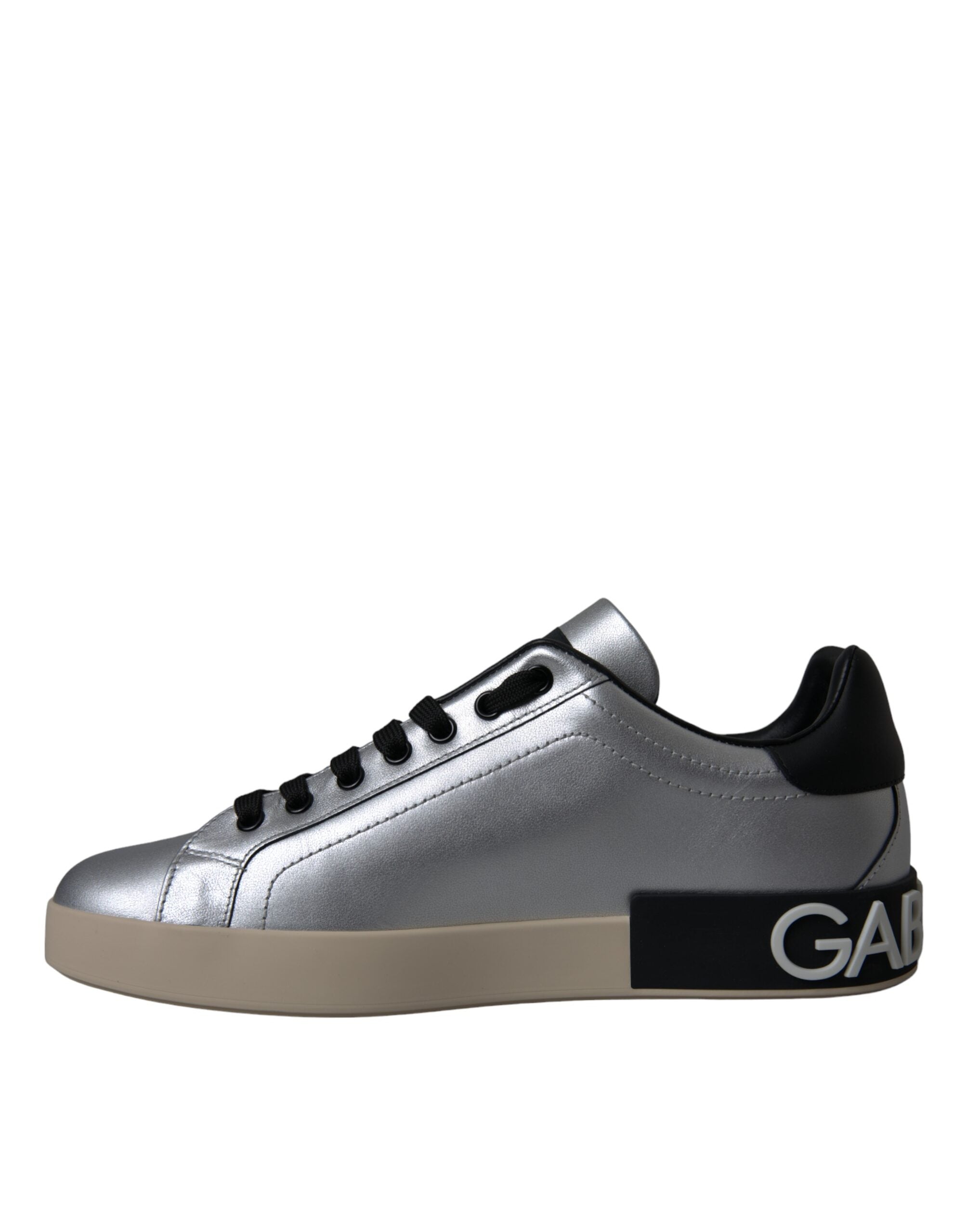 Silver Portofino Calf Leather Sneakers Men Shoes - ventzia