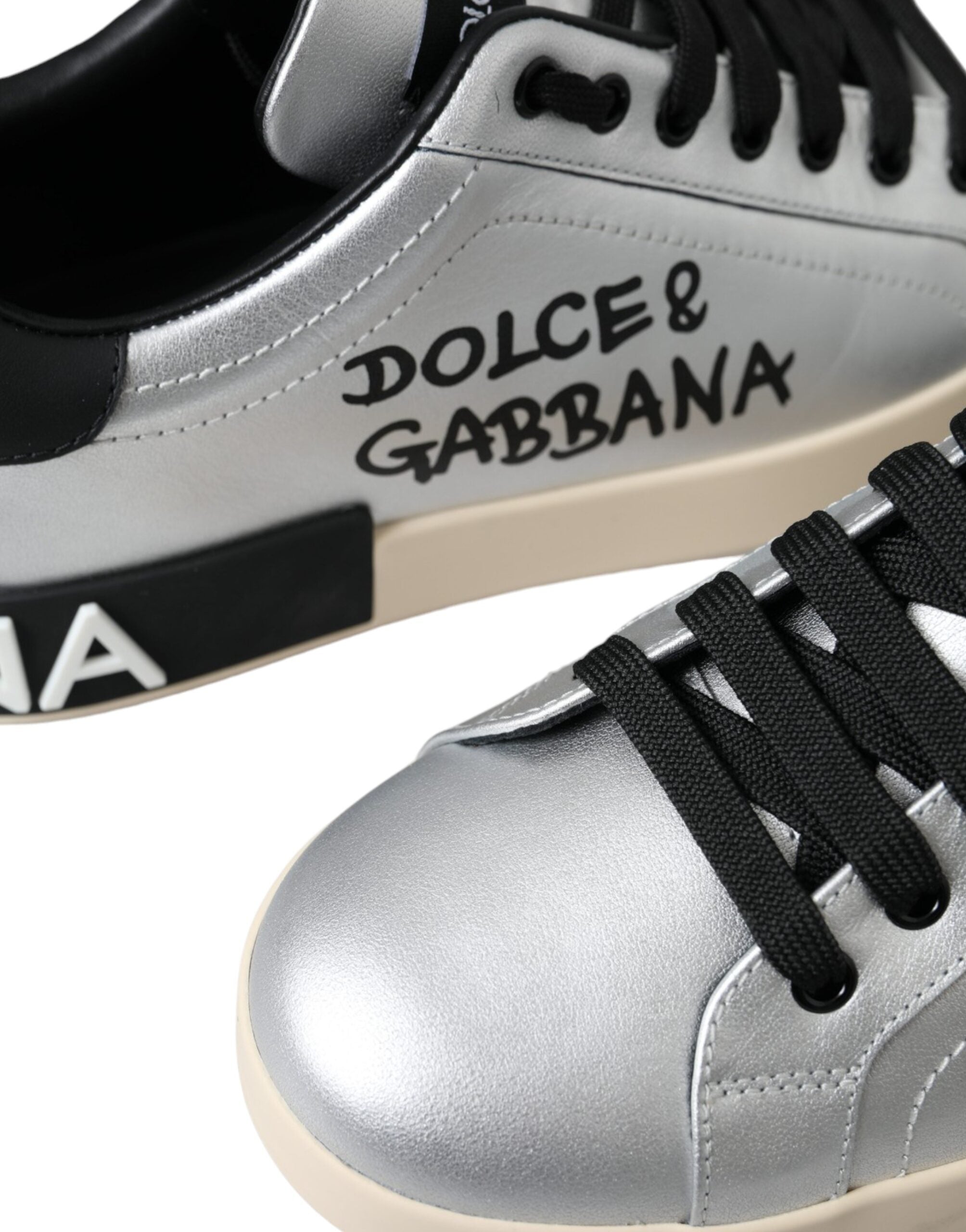 Silver Portofino Calf Leather Sneakers Men Shoes - ventzia