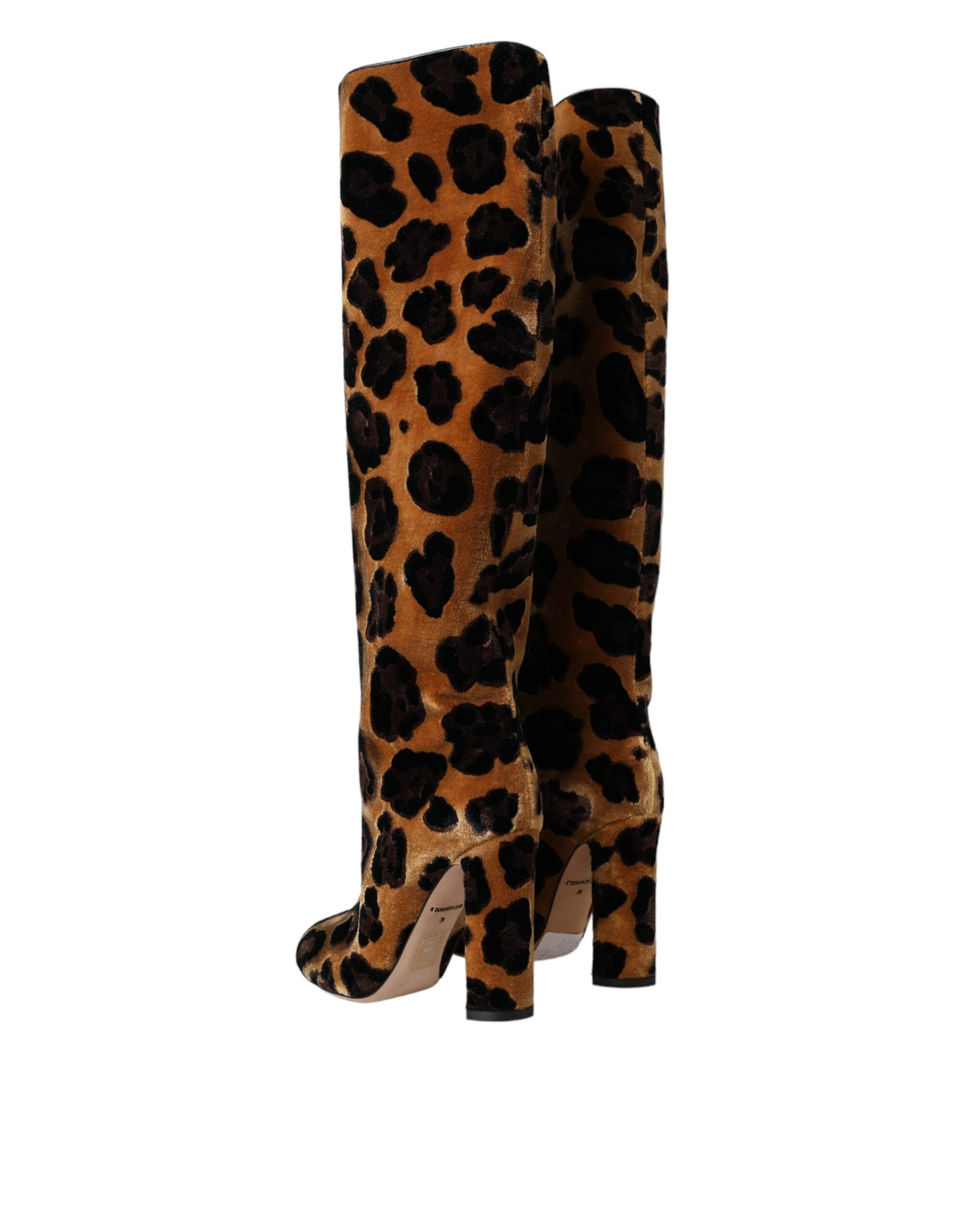 Brown Giraffe Velvet Leather Boots Shoes - ventzia