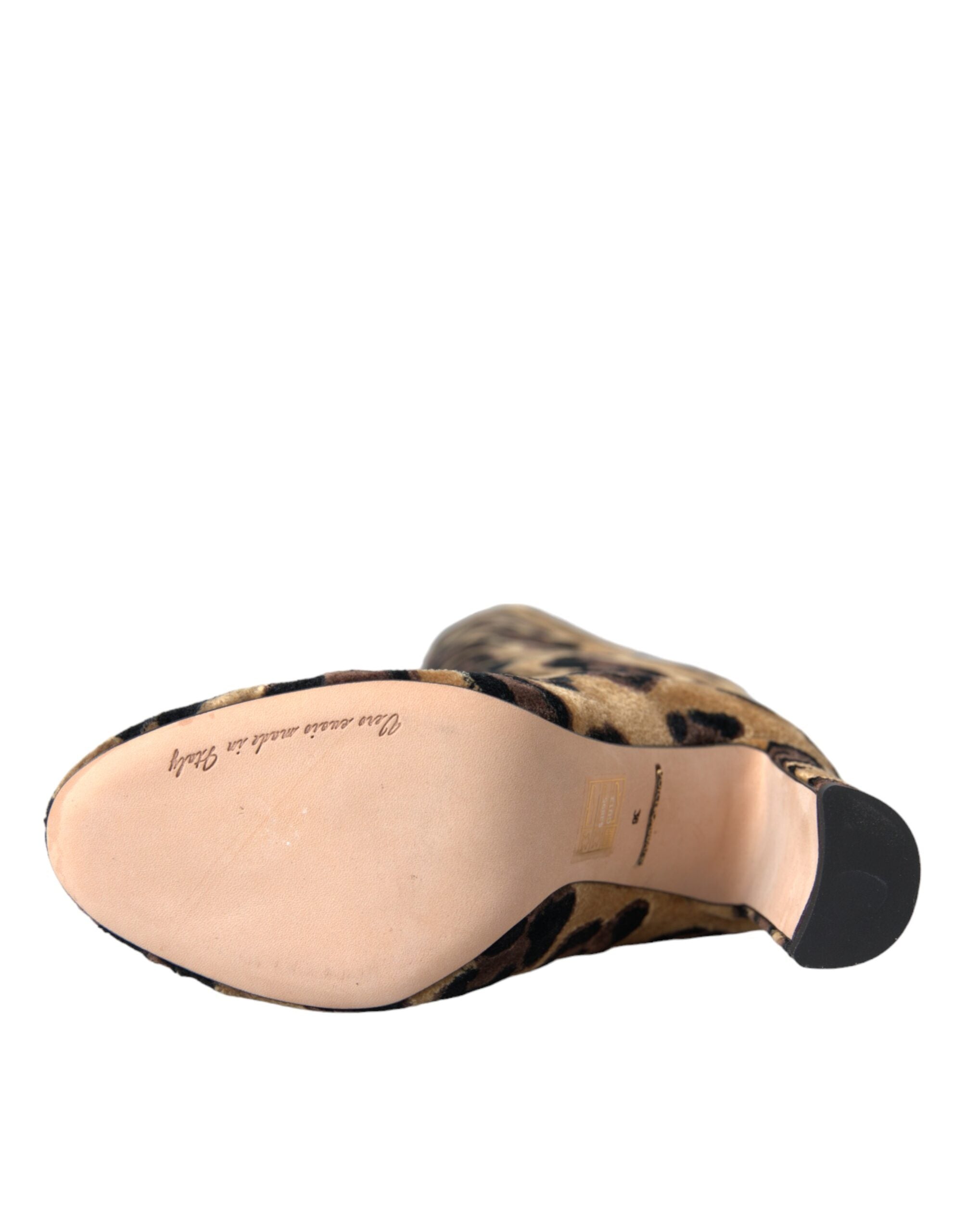 Brown Giraffe Velvet Leather Boots Shoes - ventzia