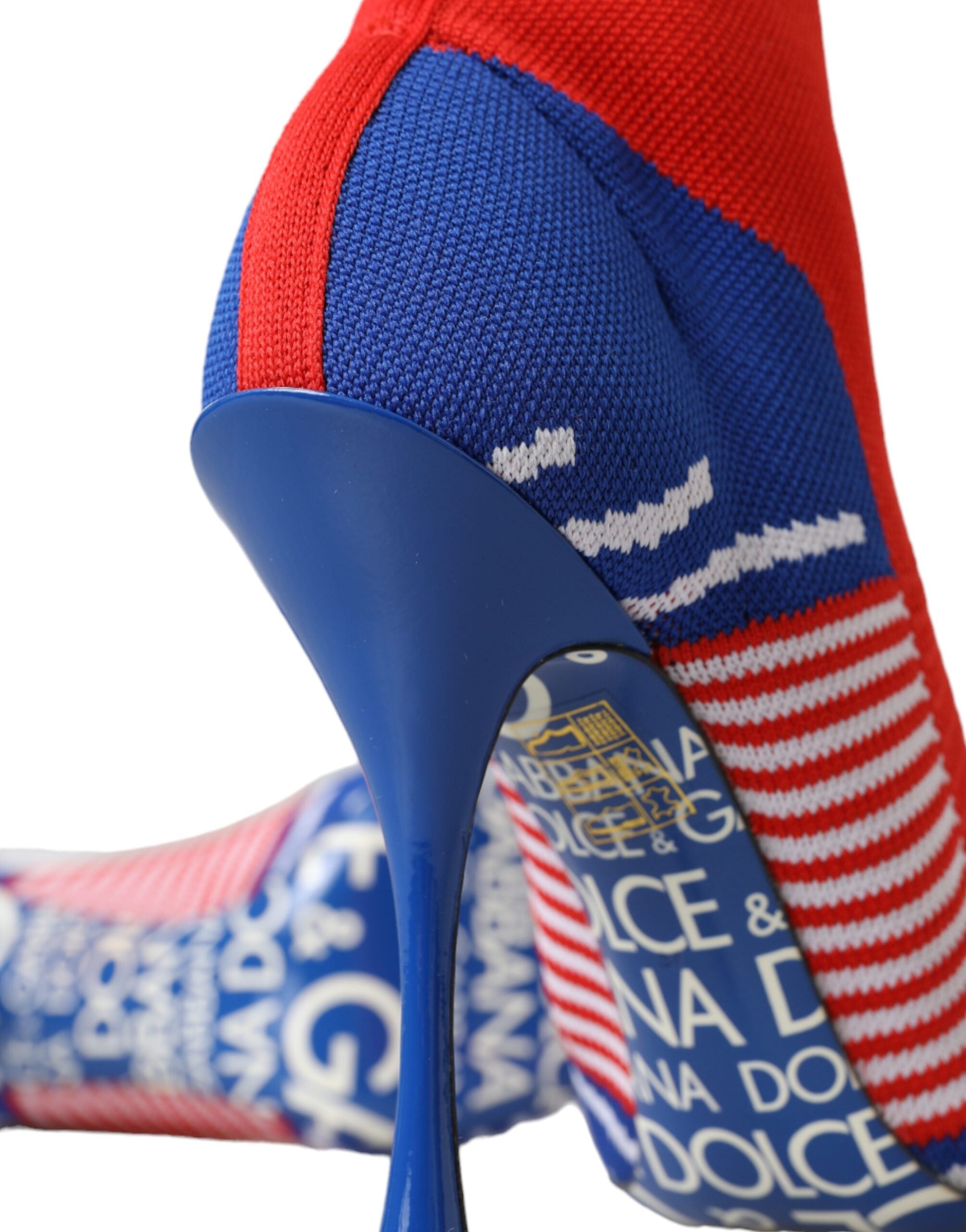 Red Blue Stretch Sock Style Ankle Boots Logo Shoes - ventzia