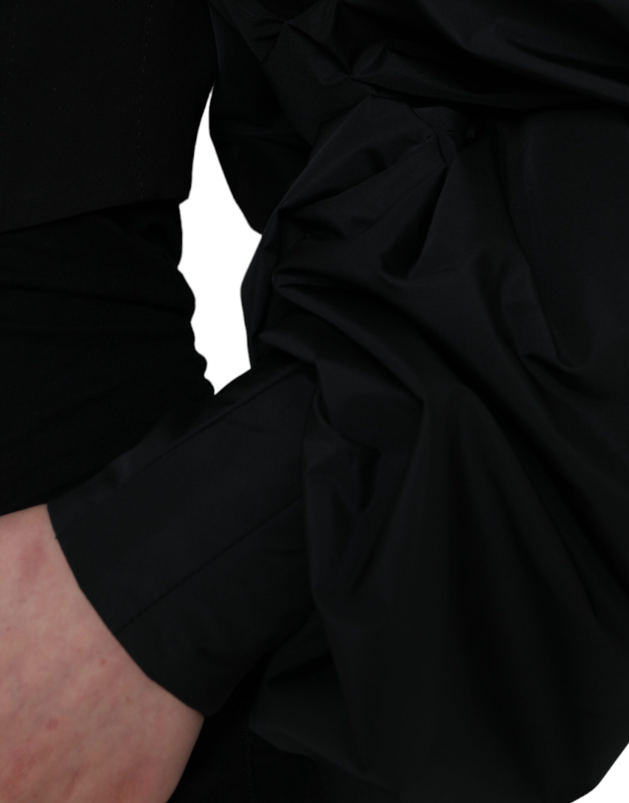 Black Polyester Puffed Sleeves Cropped Jacket - ventzia