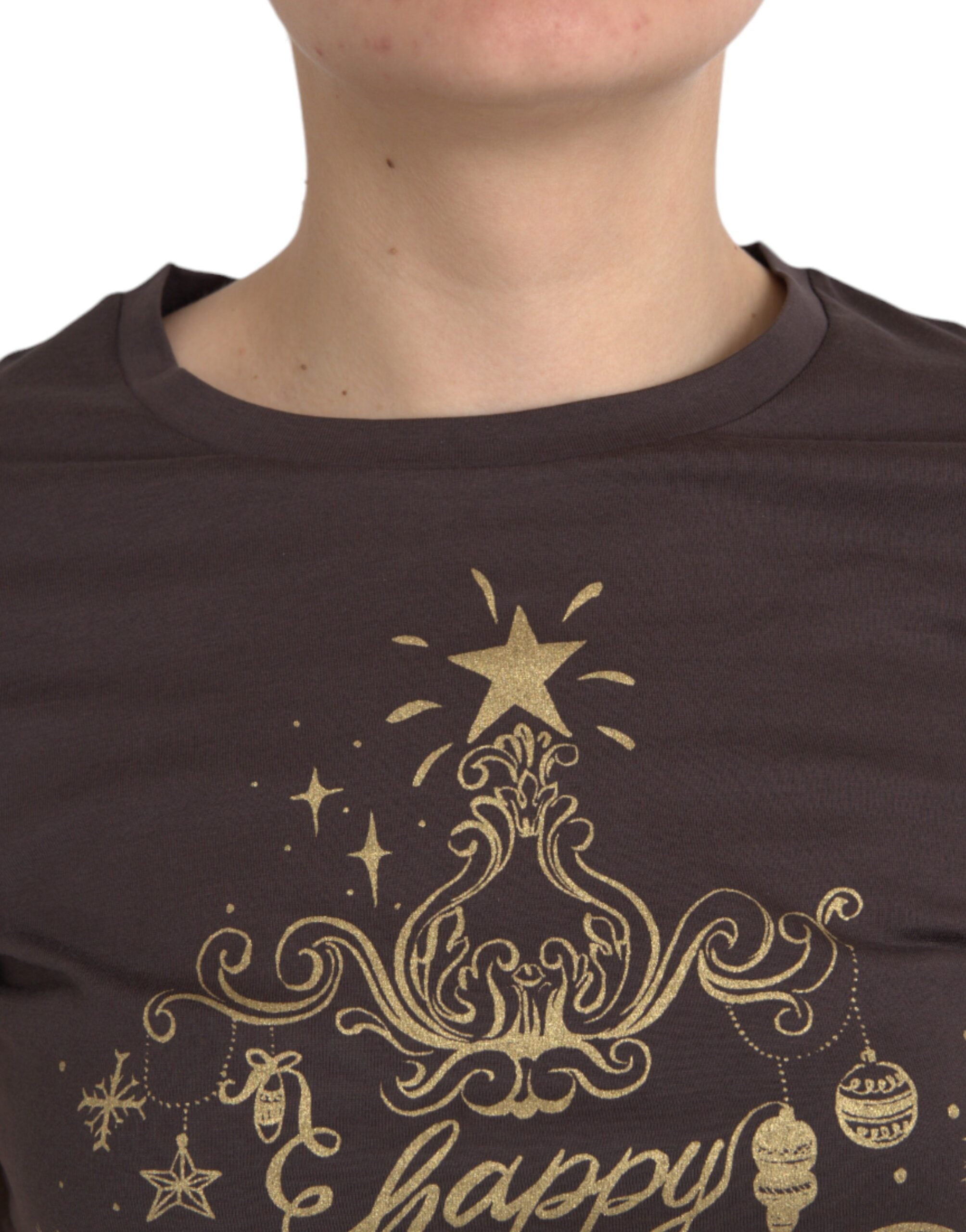 Brown Crewneck 2017 Motive Print T-shirt - ventzia