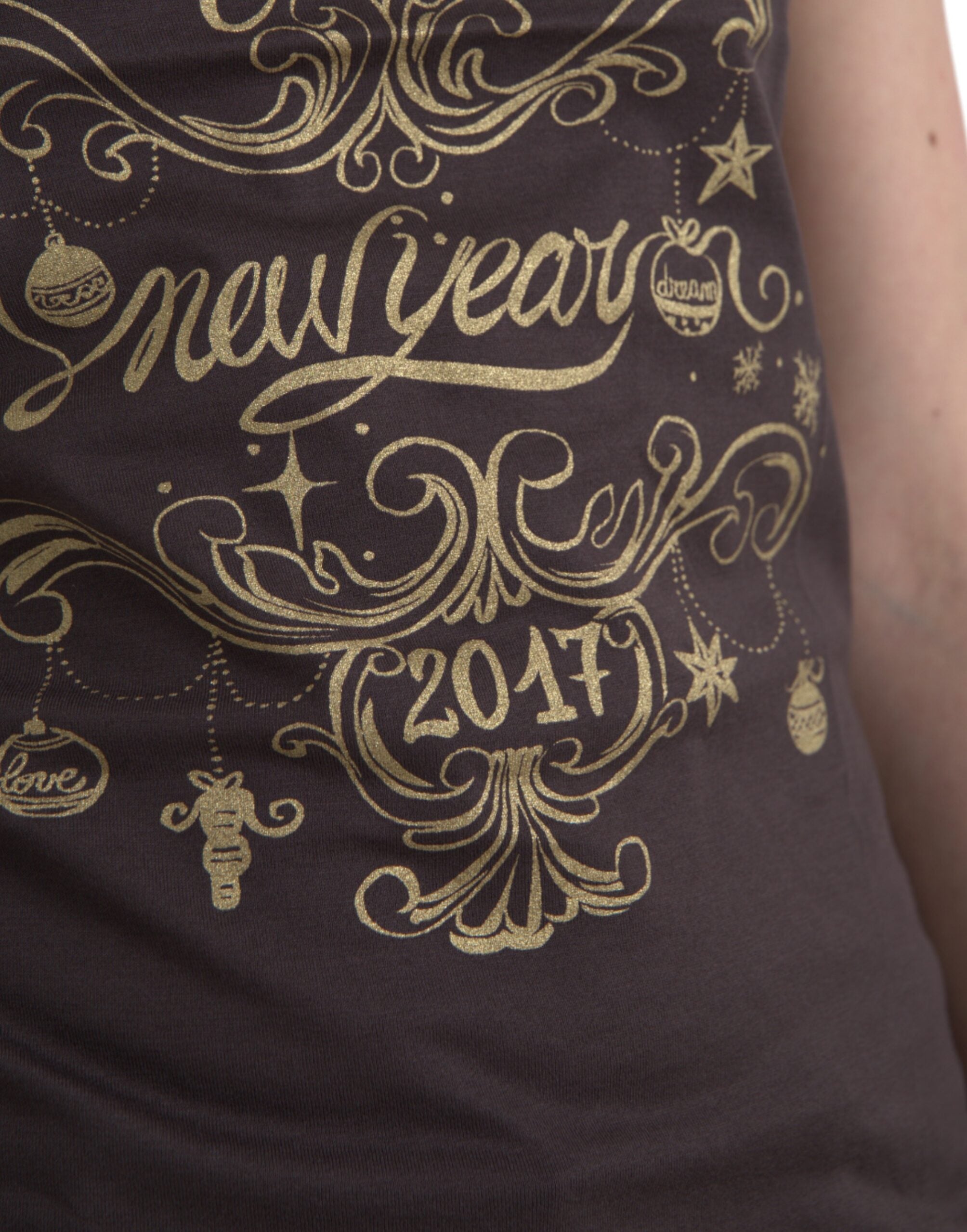 Brown Crewneck 2017 Motive Print T-shirt - ventzia