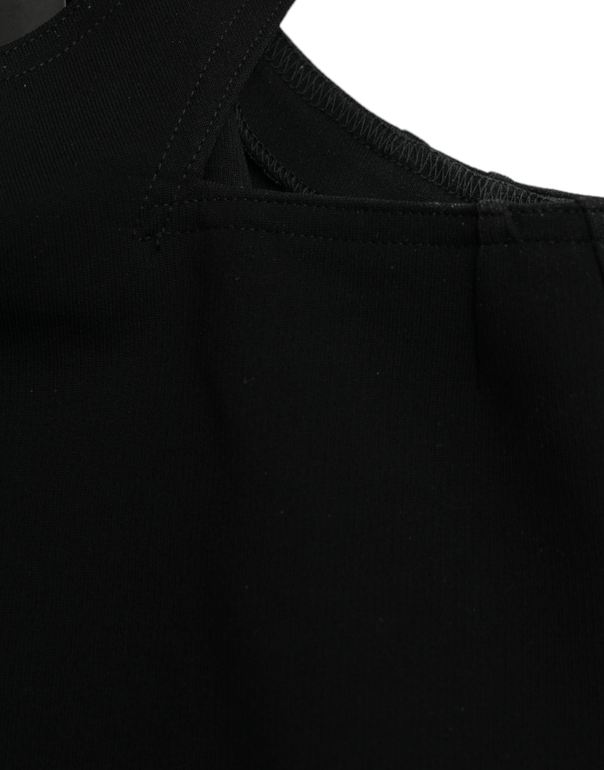 Black Sleeveless Round Neck Cropped Tank Top - ventzia