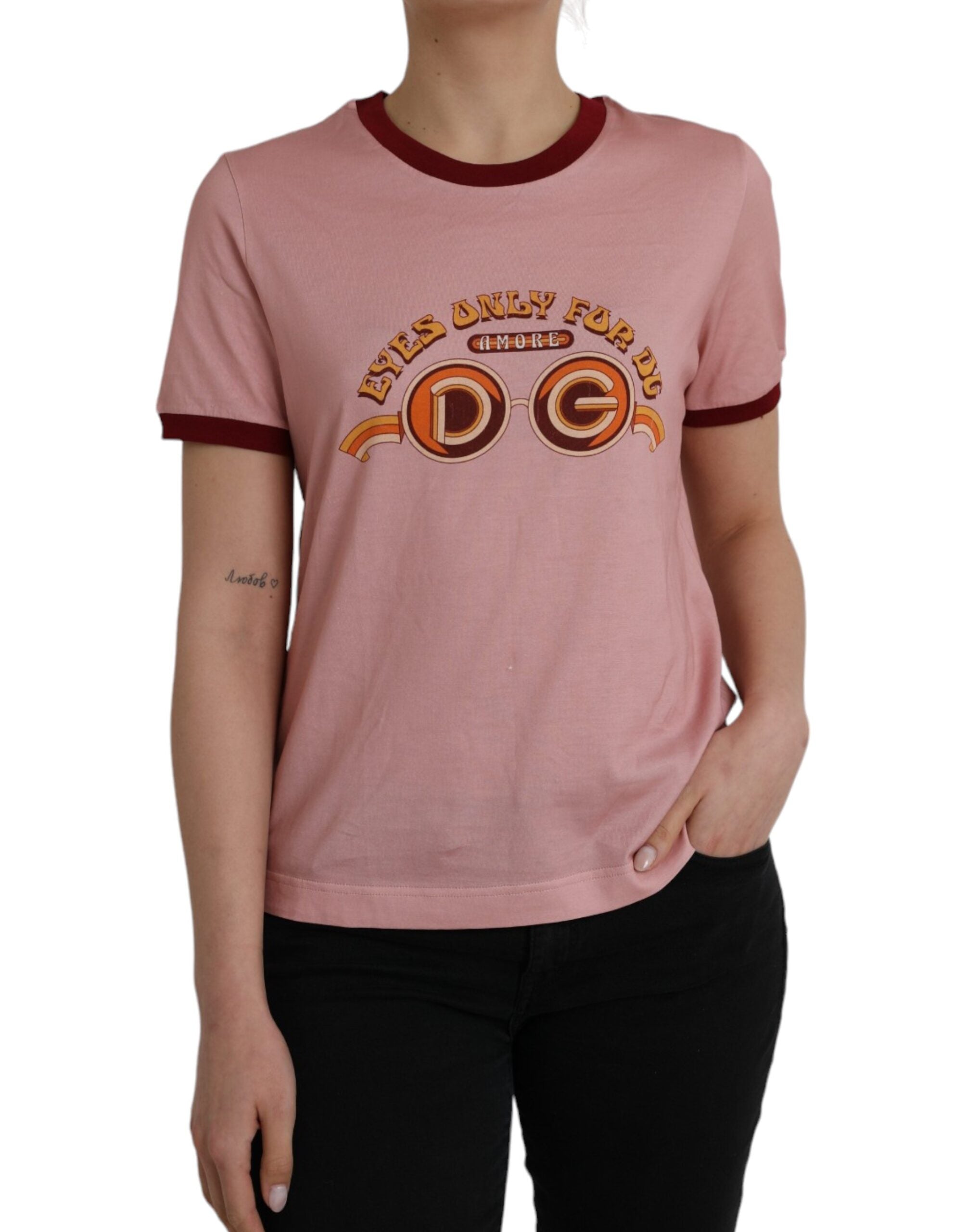 Pink Cotton Short Sleeves Crew Neck T-shirt - ventzia