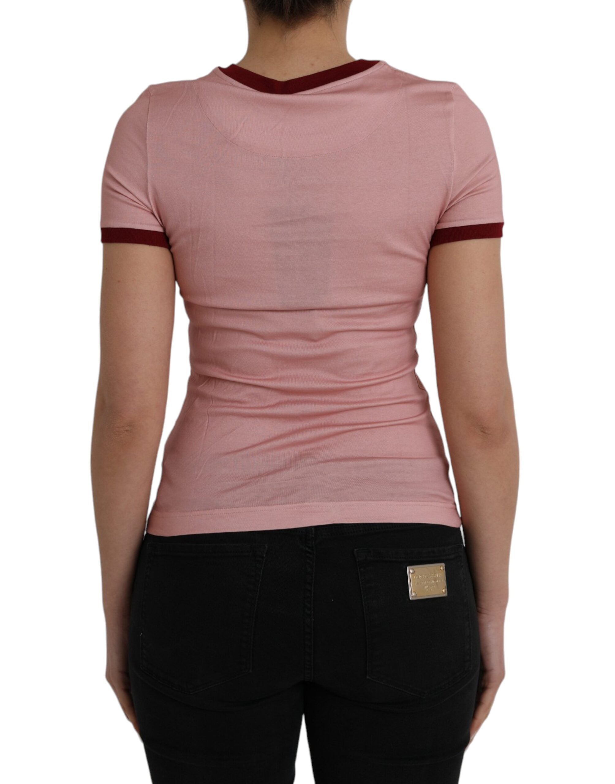 Pink Cotton Short Sleeves Crew Neck T-shirt - ventzia