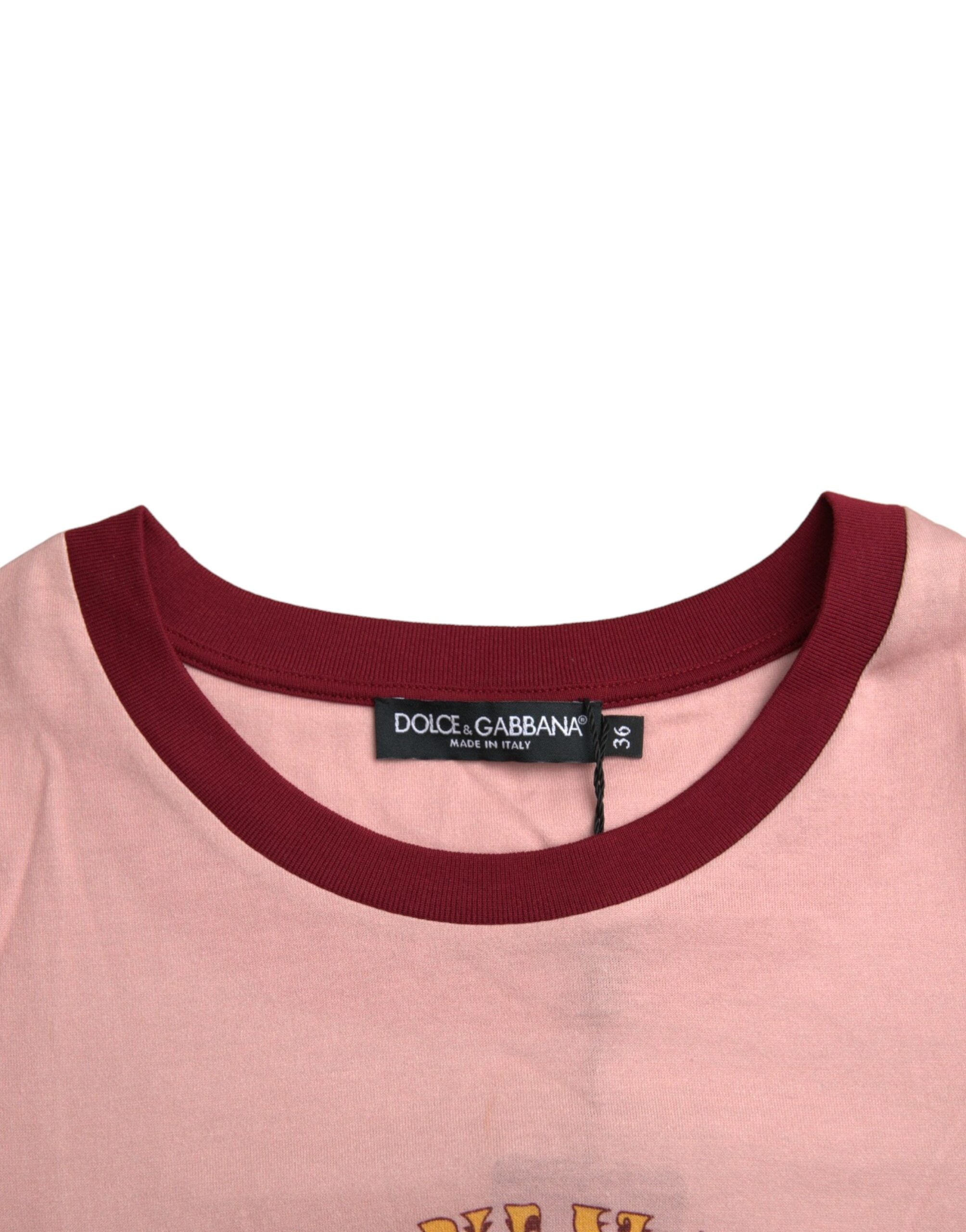 Pink Cotton Short Sleeves Crew Neck T-shirt - ventzia