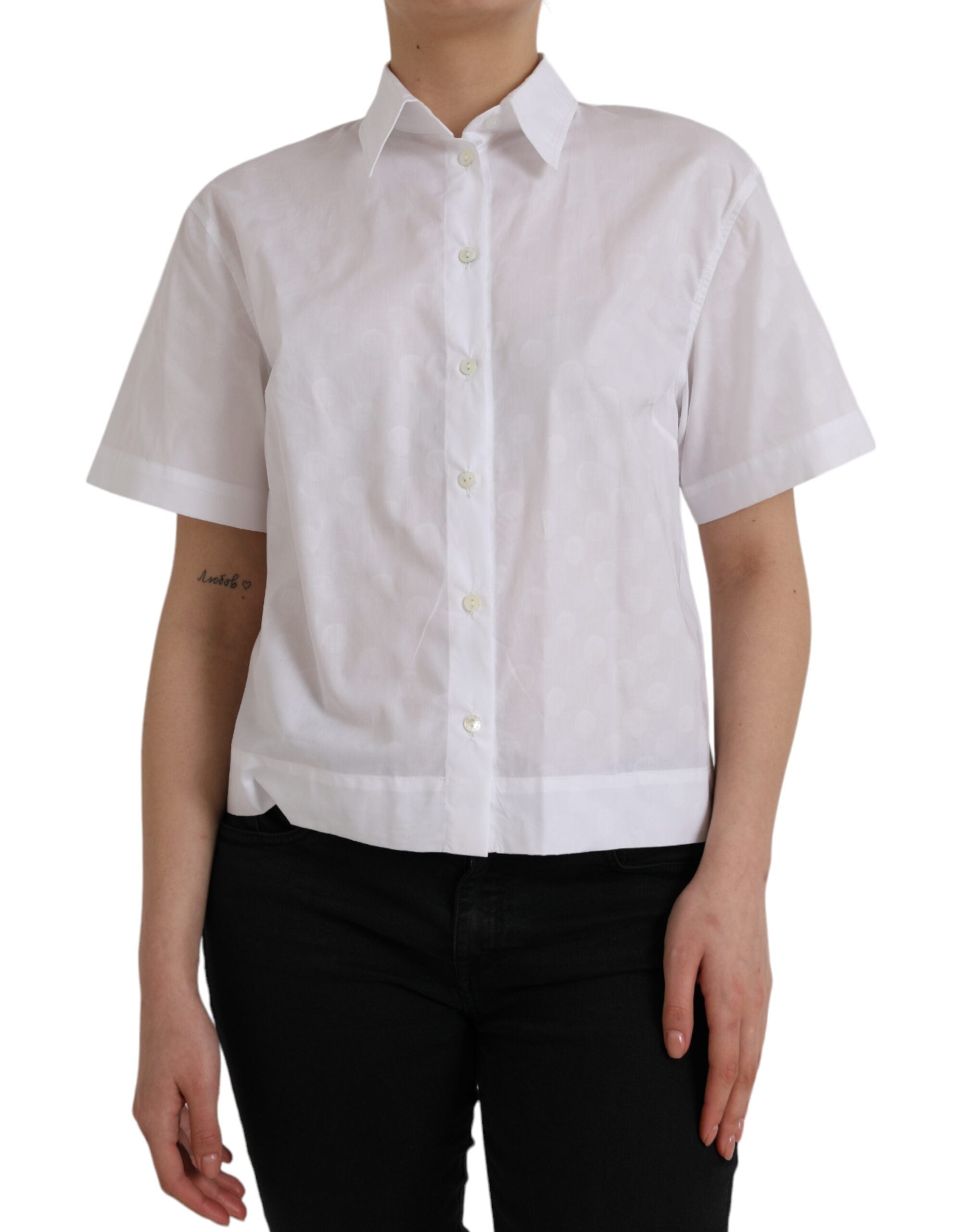 White Collared Short Sleeve Polo Shirt Top - ventzia