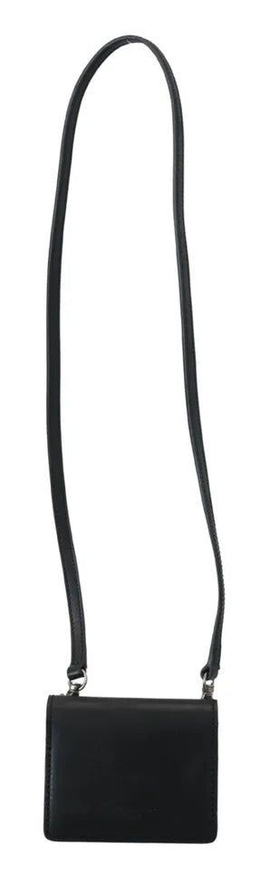 Black Leather Bifold Shoulder Sling Women Wallet - ventzia