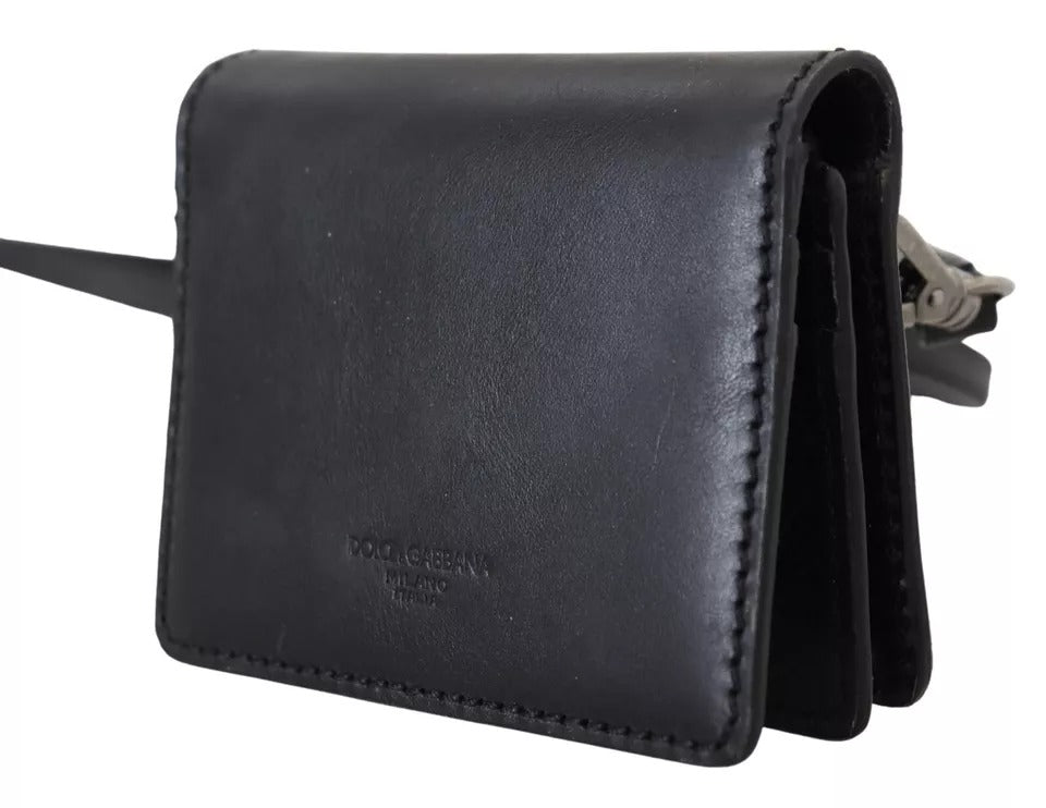 Black Leather Bifold Shoulder Sling Women Wallet - ventzia