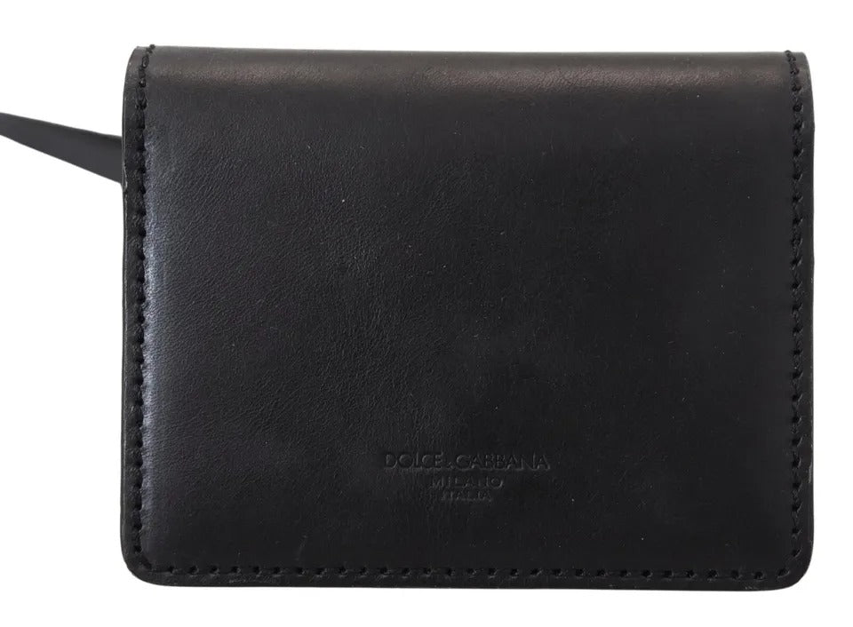 Black Leather Bifold Shoulder Sling Women Wallet - ventzia
