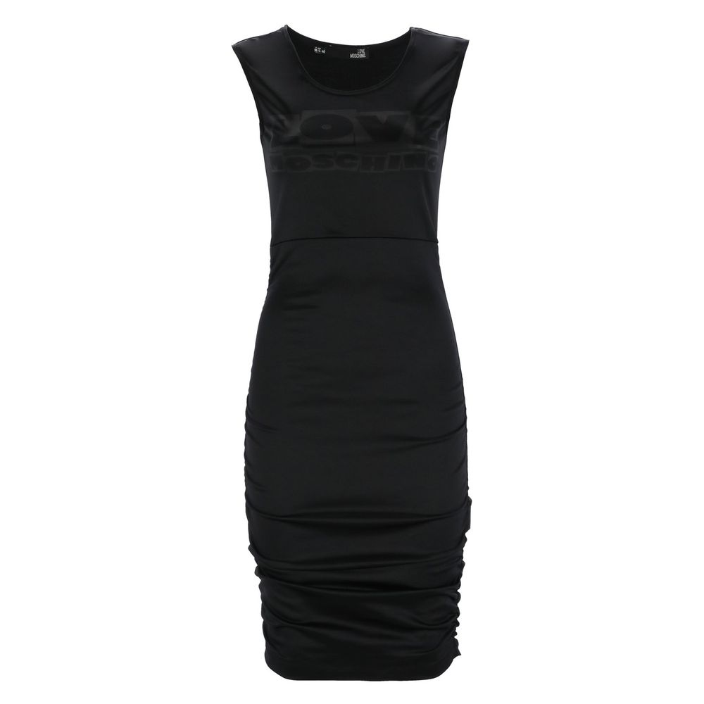 Chic Side-Curled Sleeveless Dress with Logo - ventzia