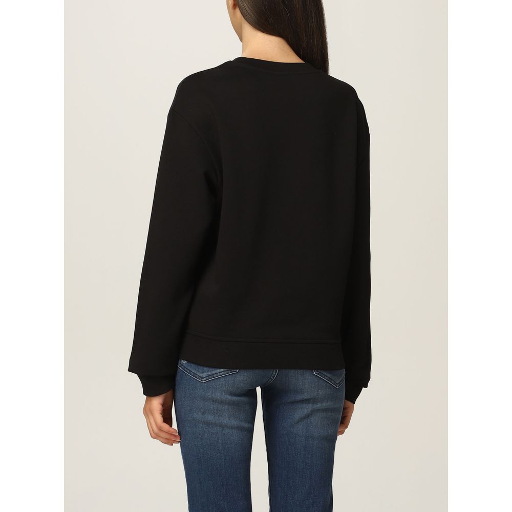 Chic Black Sweatshirt with Designer Emblem - ventzia