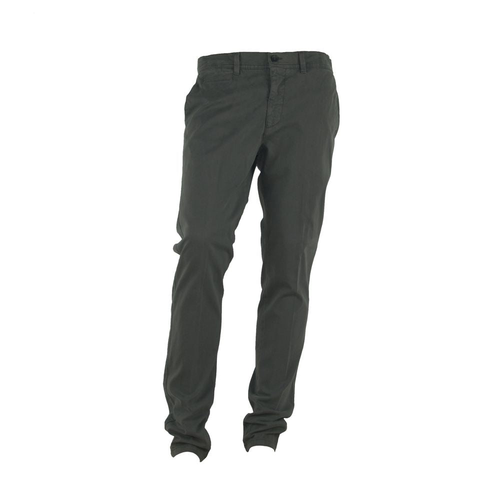 Elegant Gray Italian Cotton Trousers - ventzia