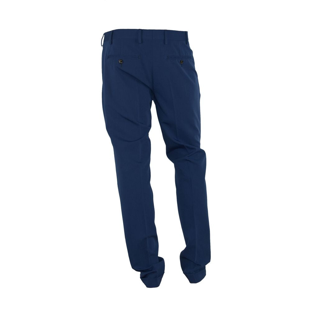 Elegant Blue Trousers for Sophisticated Men - ventzia