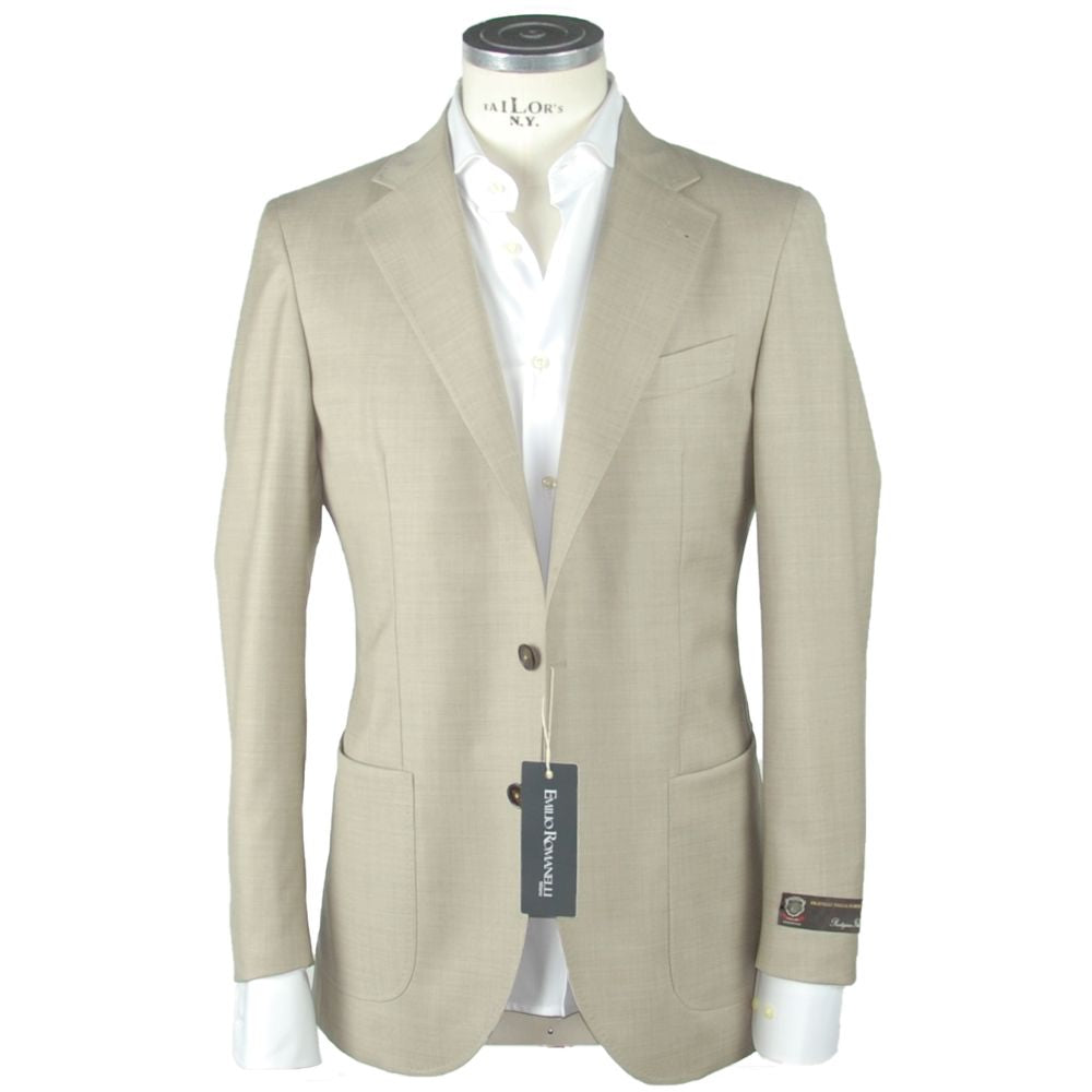 Beige Wool Men's Blazer - ventzia