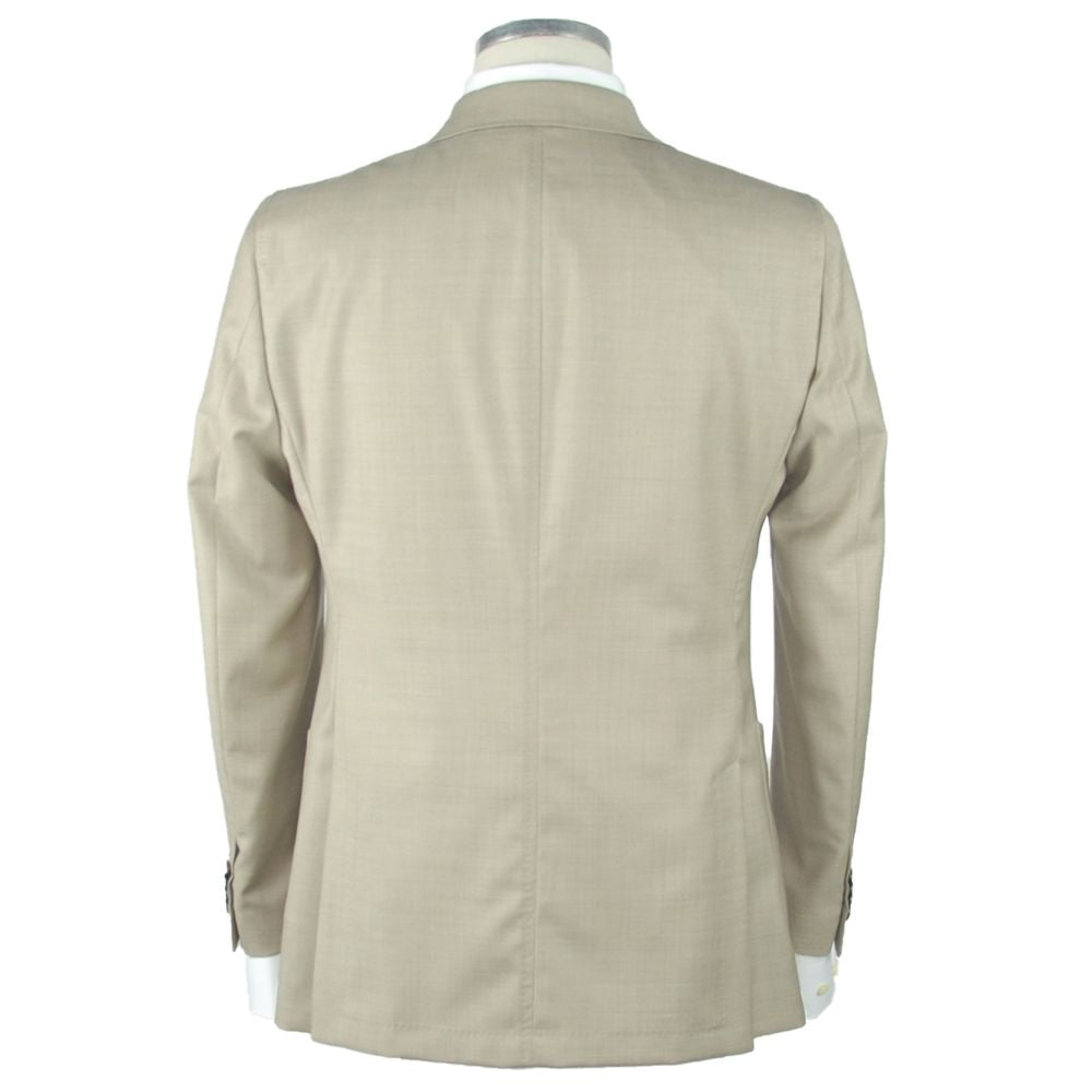 Beige Wool Men's Blazer - ventzia