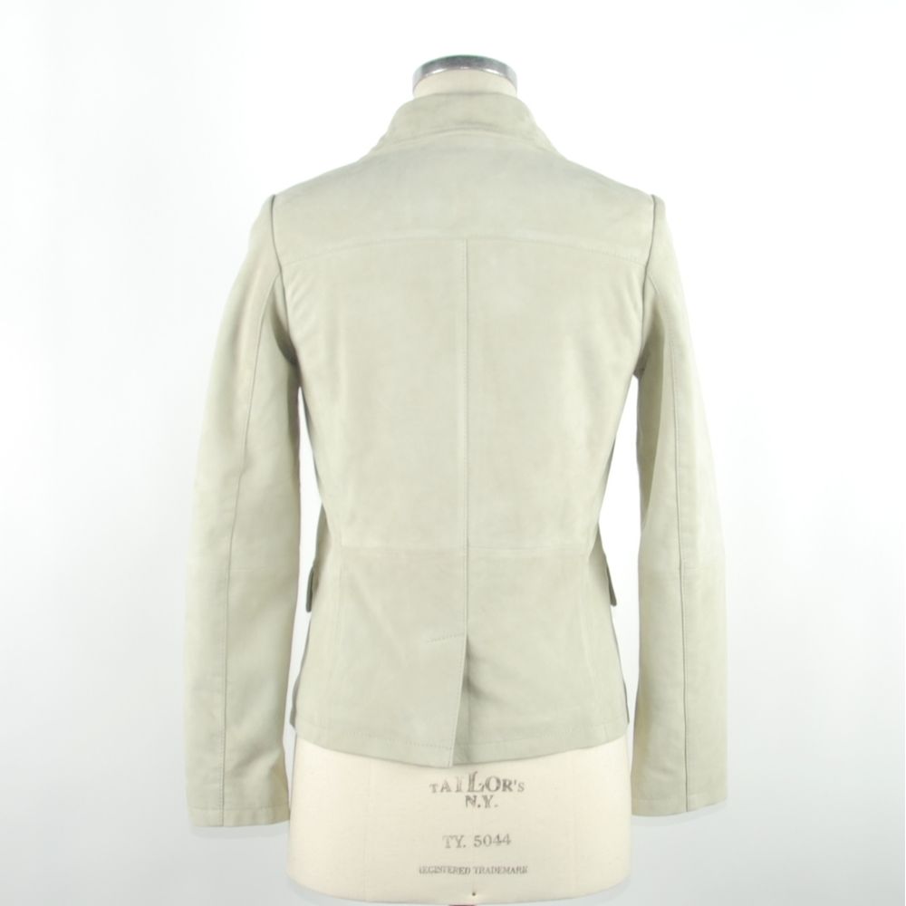 White Leather Women Jacket - ventzia