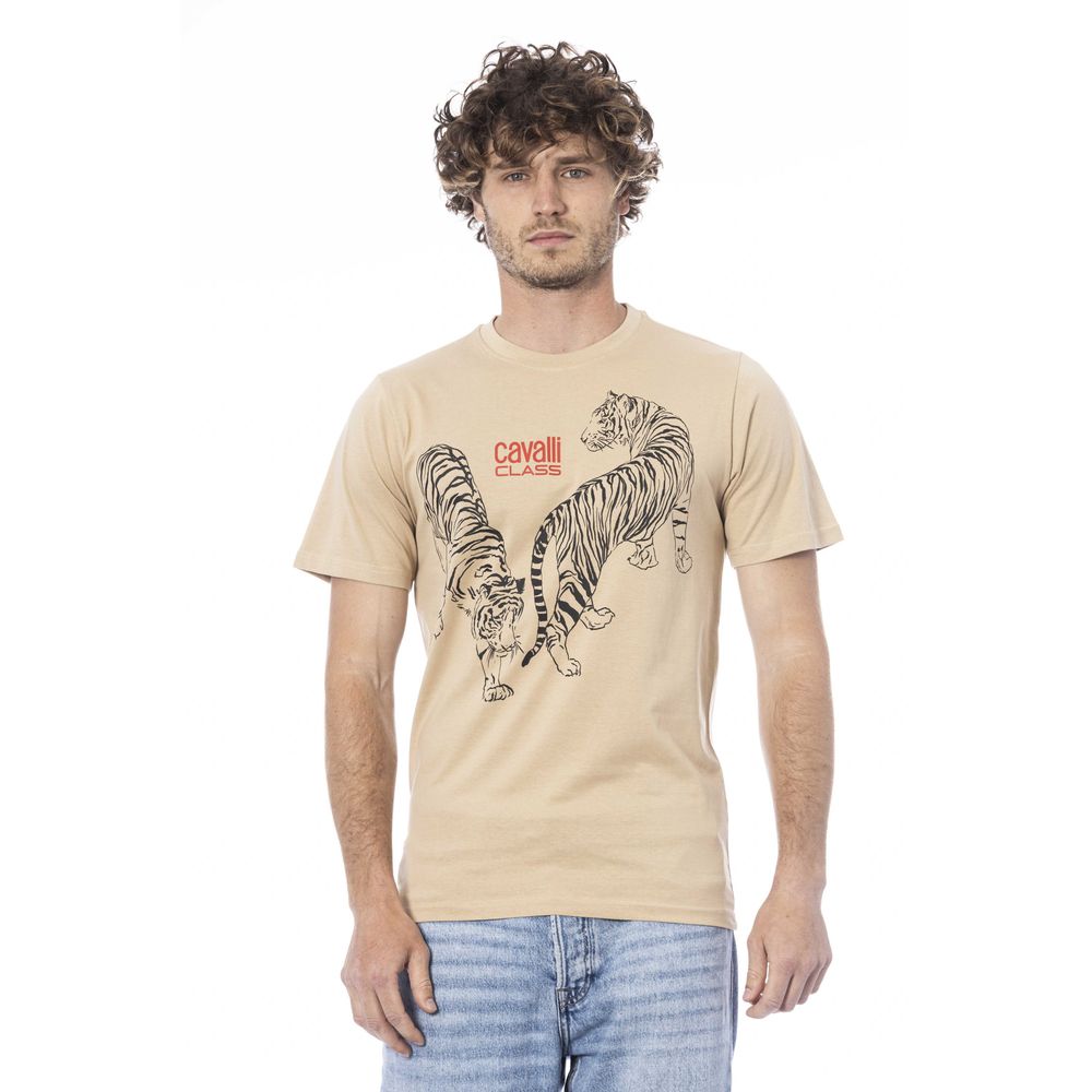Beige Cotton Men T-Shirt - ventzia
