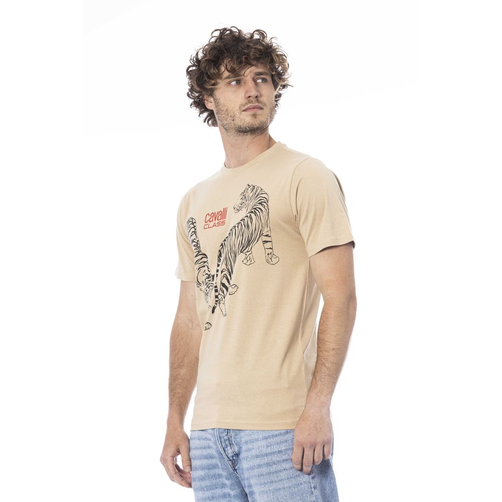 Beige Cotton Men T-Shirt - ventzia