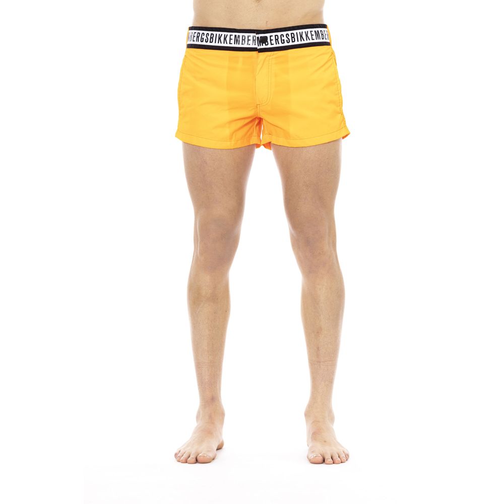 Orange Polyamide Men Swim Short - ventzia