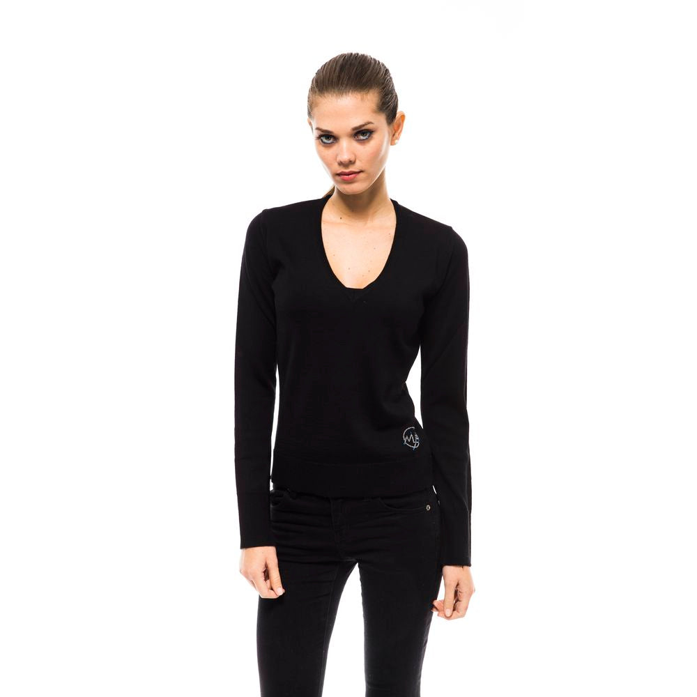 Black Wool Women Sweater - ventzia