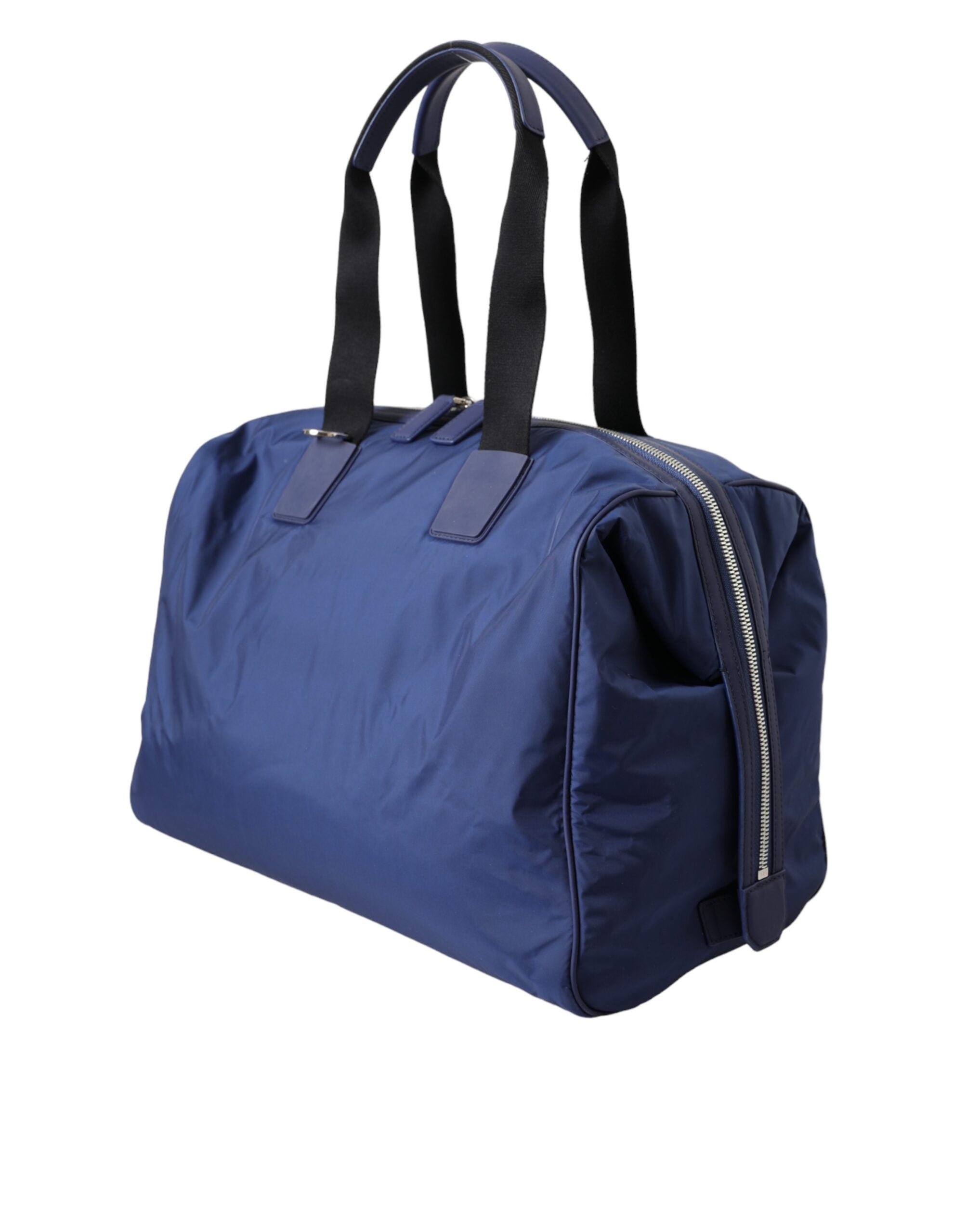 Blue Nylon Calfskin Hand Shoulder Duffel Bag - ventzia