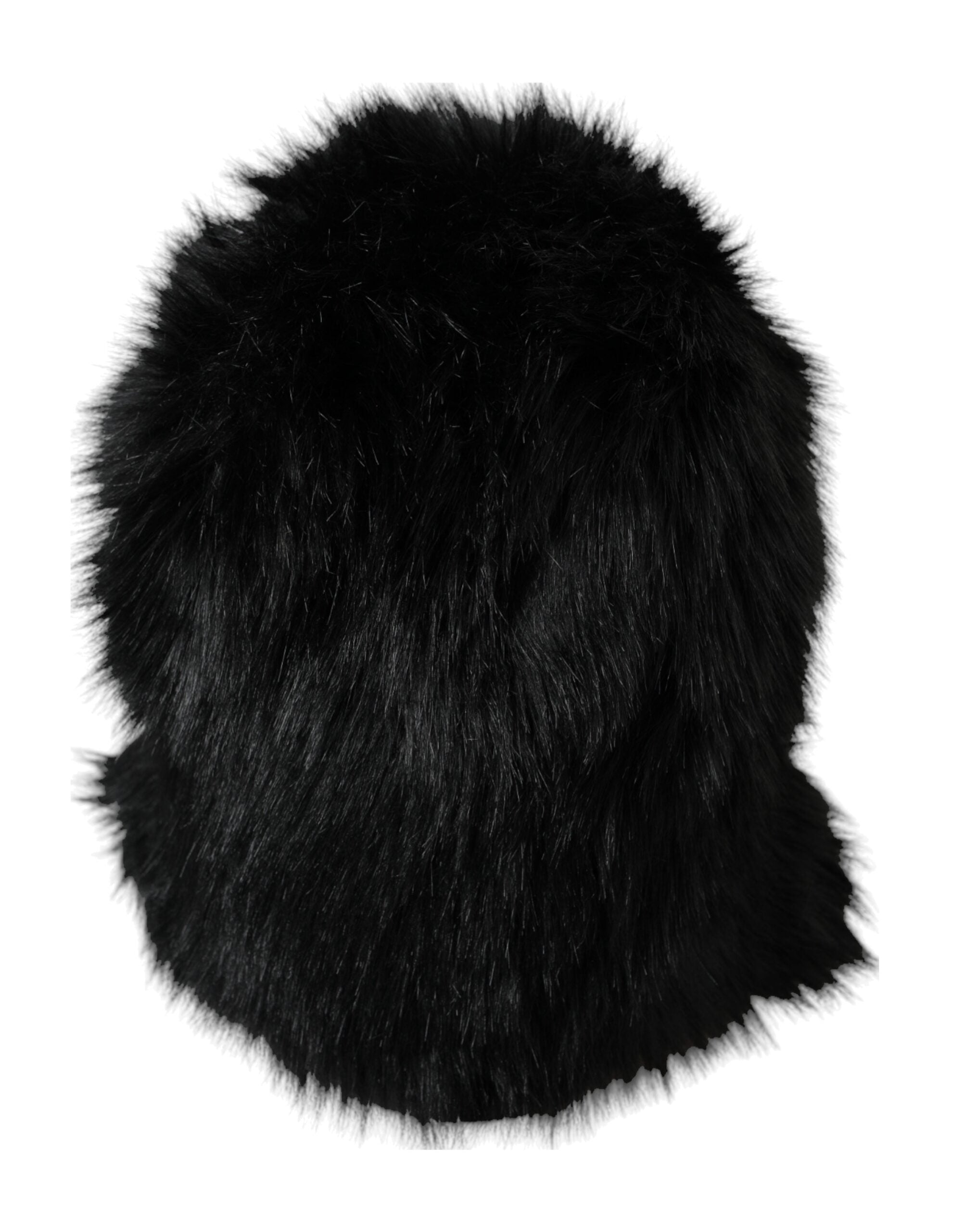Black Faux Fur Whole Head Wrap Hat - ventzia