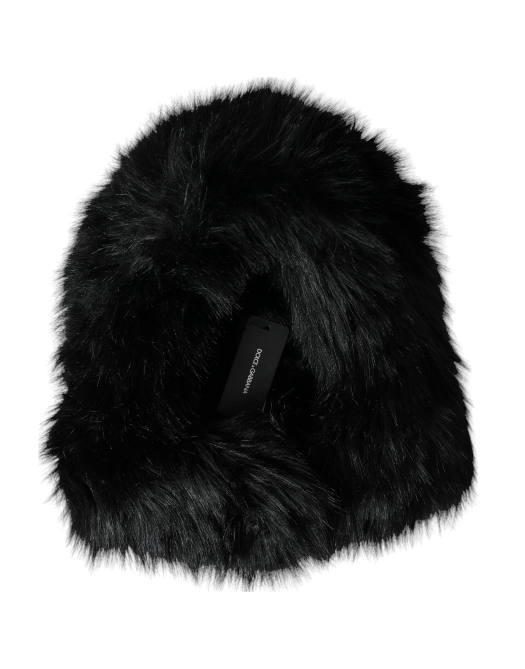 Black Faux Fur Whole Head Wrap Hat - ventzia