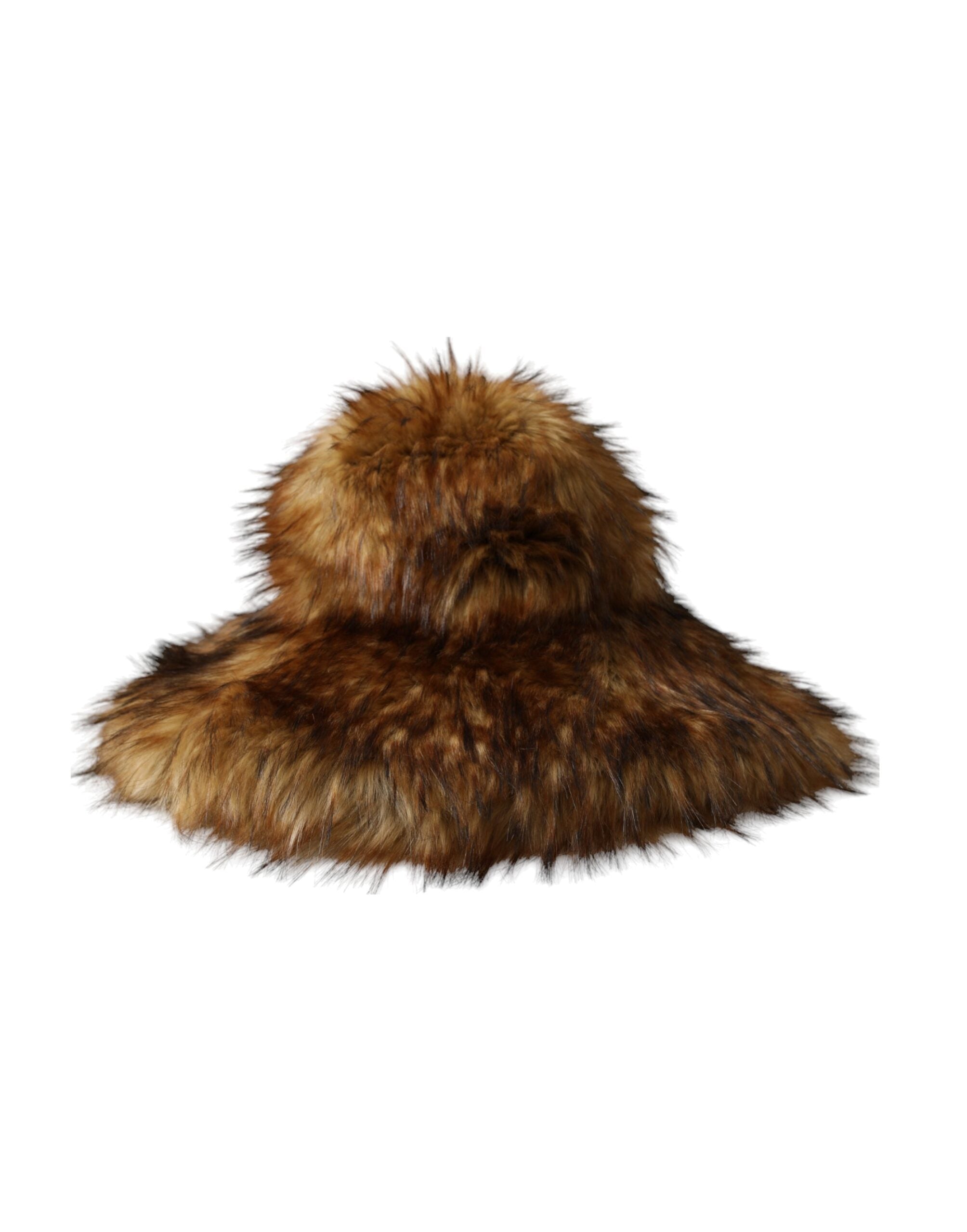 Brown Modacrylic Faux Fur Bucket Hat - ventzia