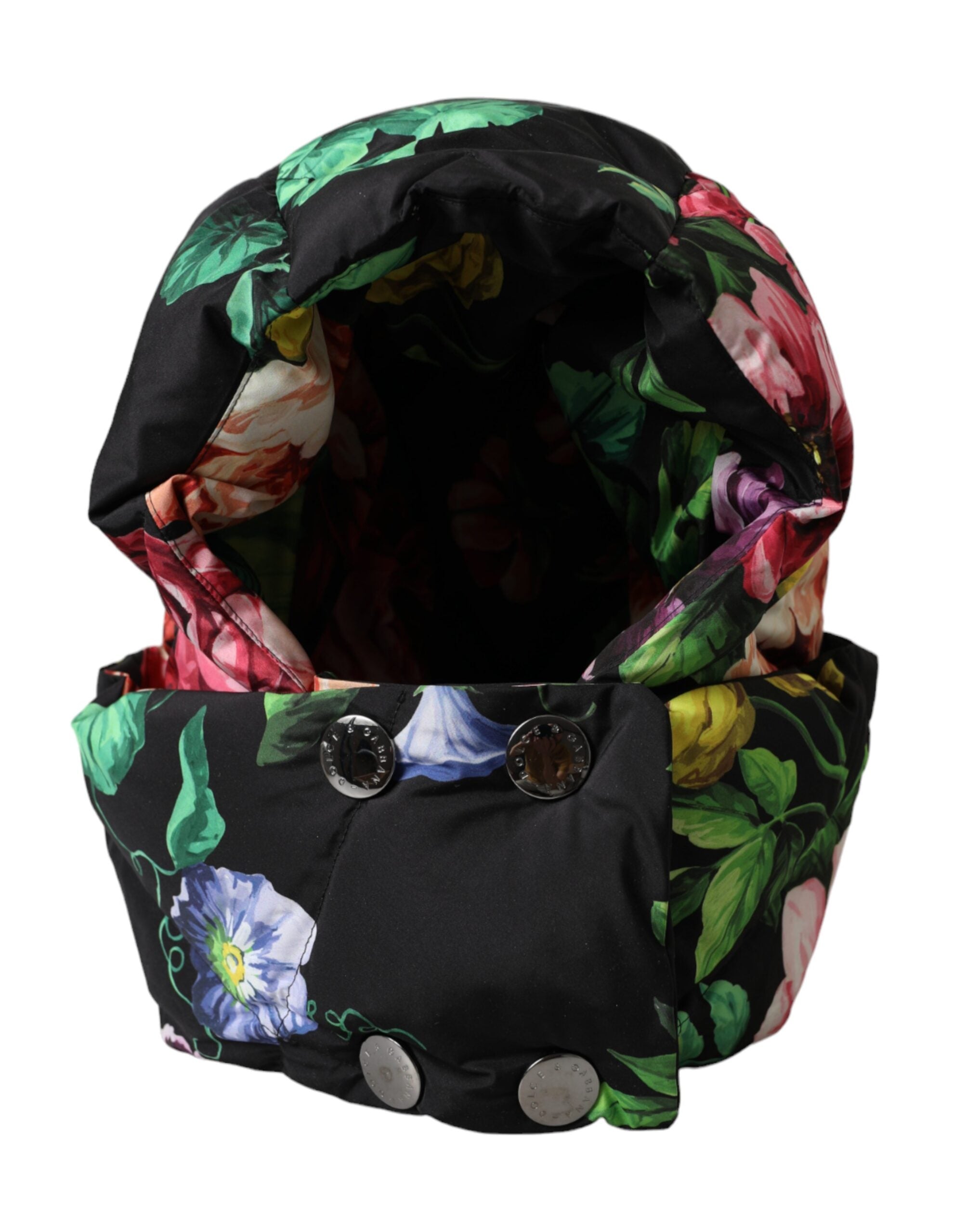 Black Floral Print Whole Head Wrap Hat - ventzia