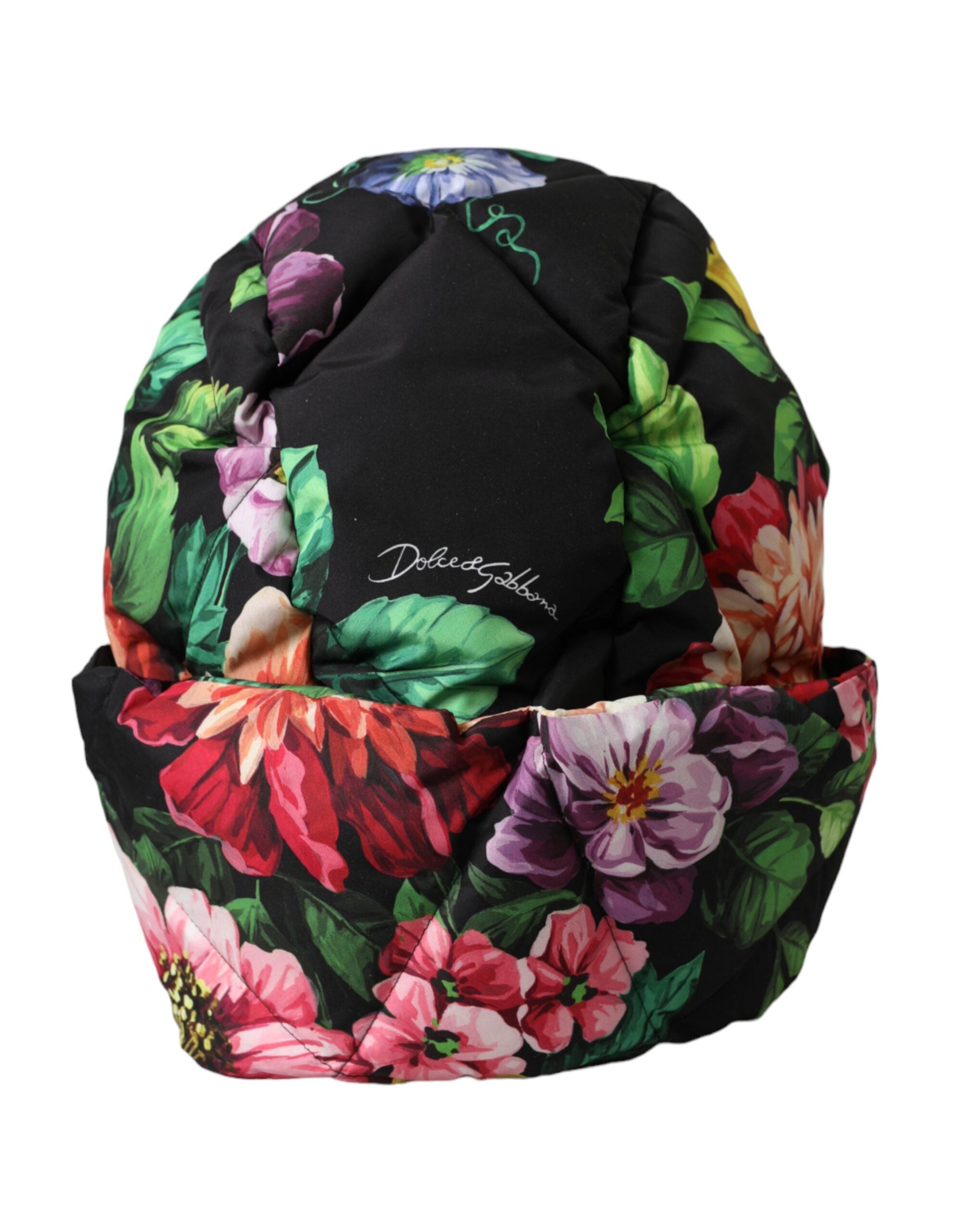 Black Floral Print Whole Head Wrap Hat - ventzia