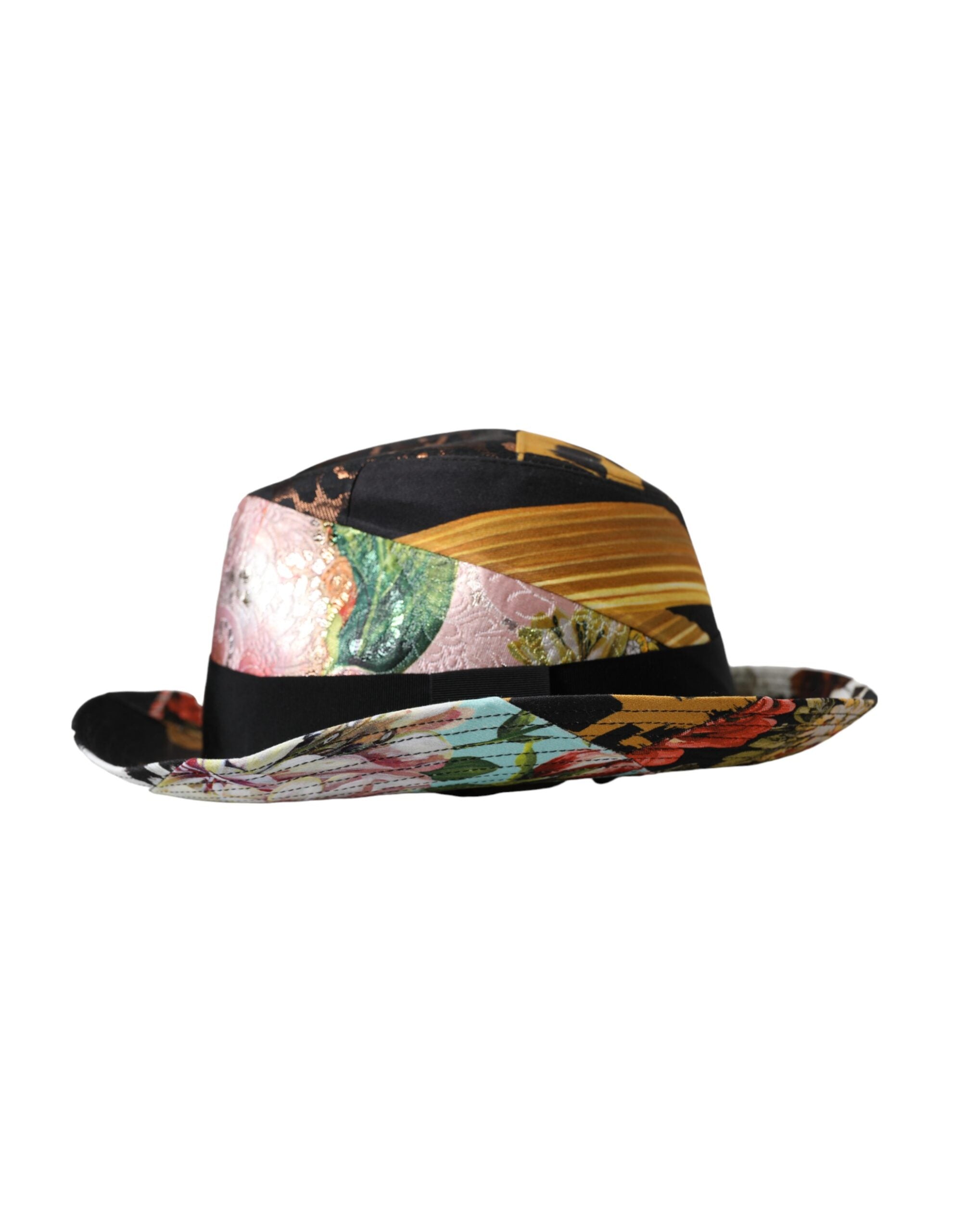 Multicolor Patchwork Women Fedora Wide Brim Hat - ventzia