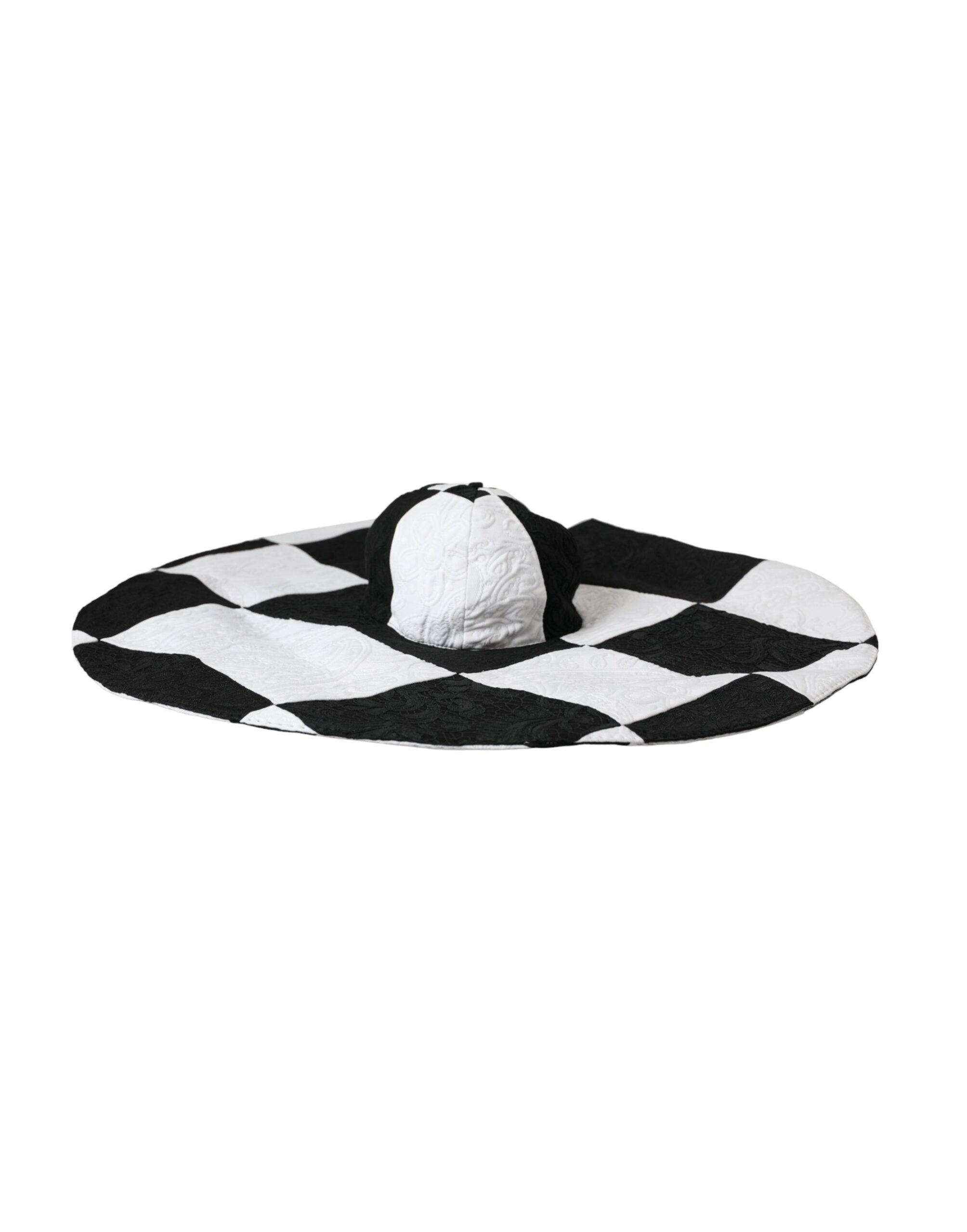 Black White Checkered Wide Brim Floppy Hat - ventzia