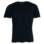 Dark Blue Cotton Round Neck Short Sleeves T-shirt - ventzia
