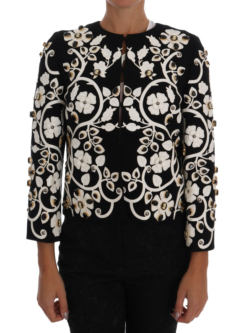 Floral Embroidered Crystal Wool Coat Jacket - ventzia