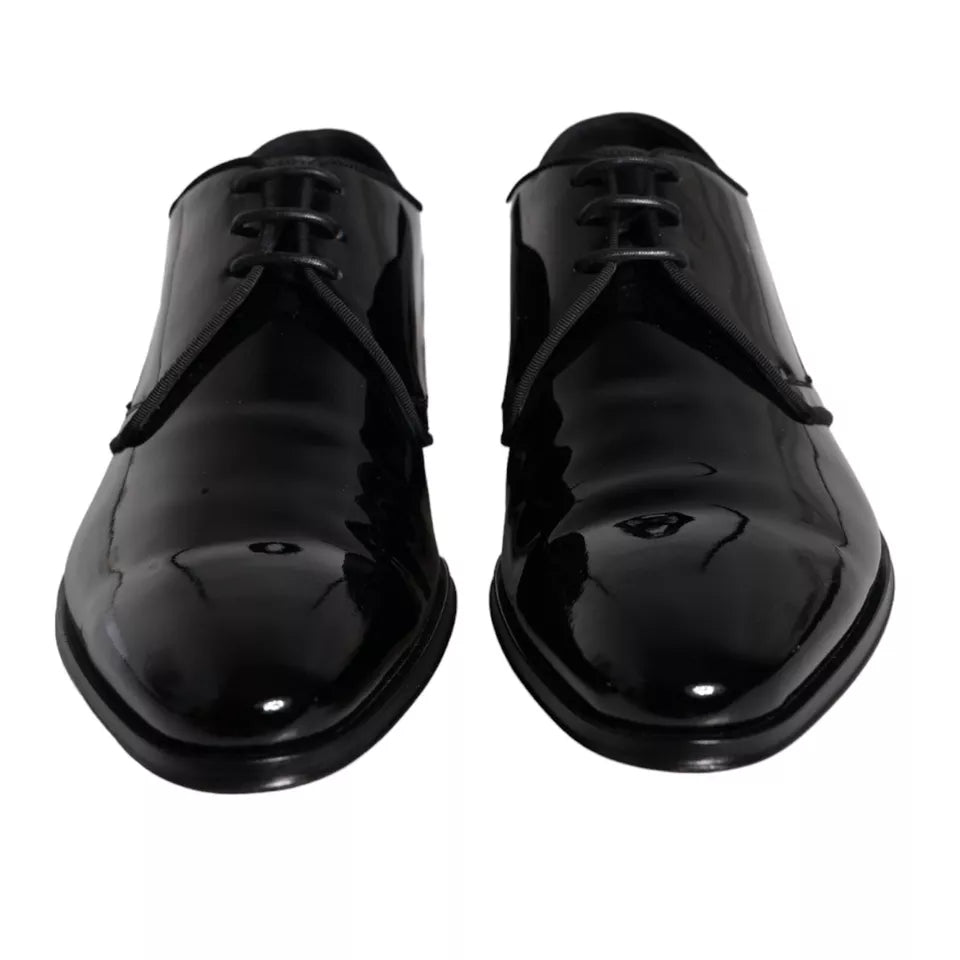 Black Calfskin Leather Derby Men Dress Shoes - ventzia