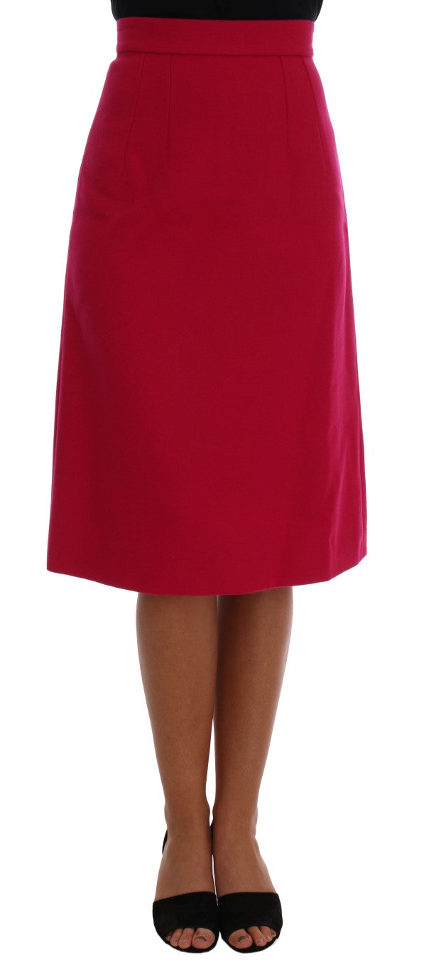 Elegant Pink Wool A-Line Knee-Length Skirt - ventzia