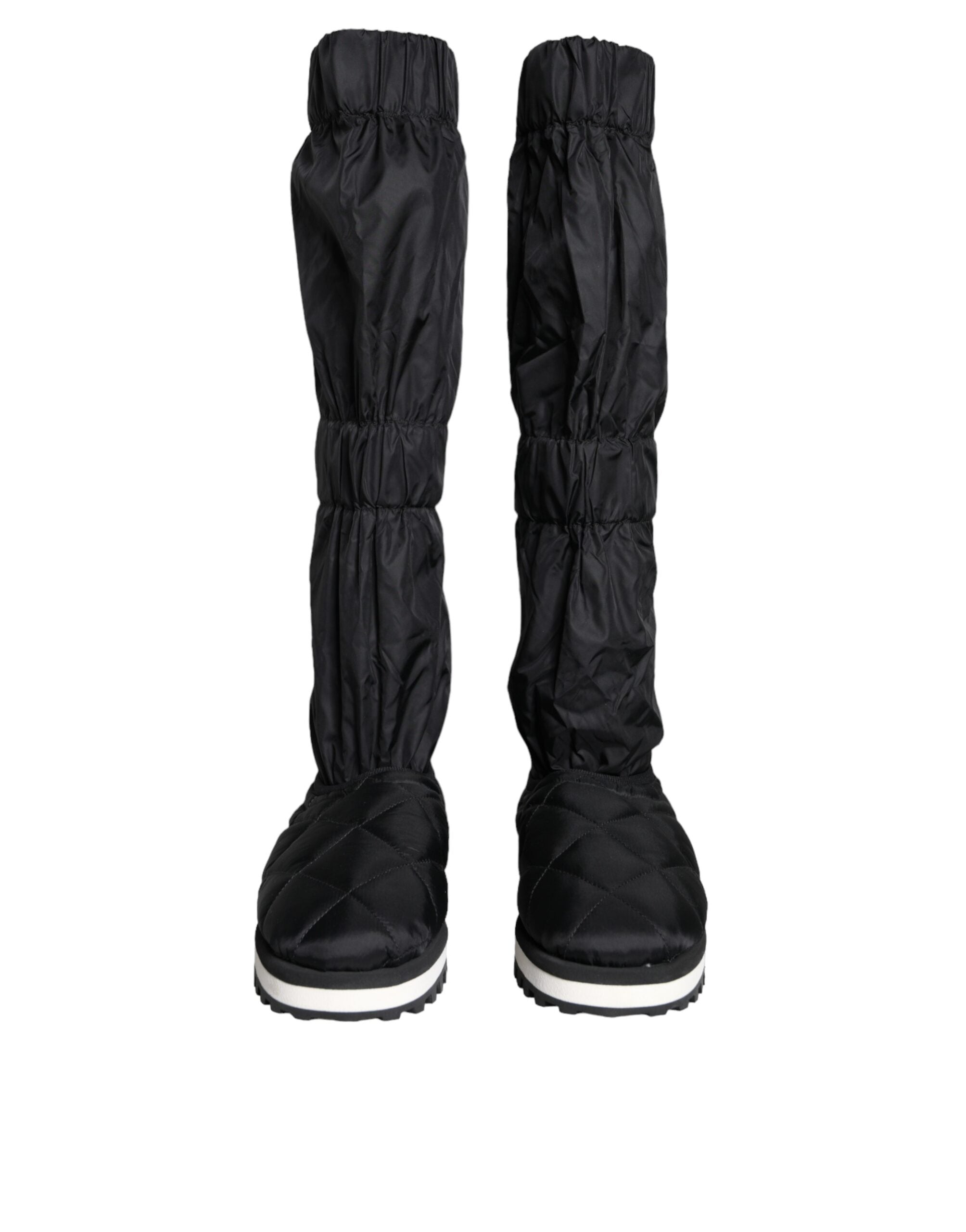 Black Quilted High Top Boots Sneakers Shoes - ventzia